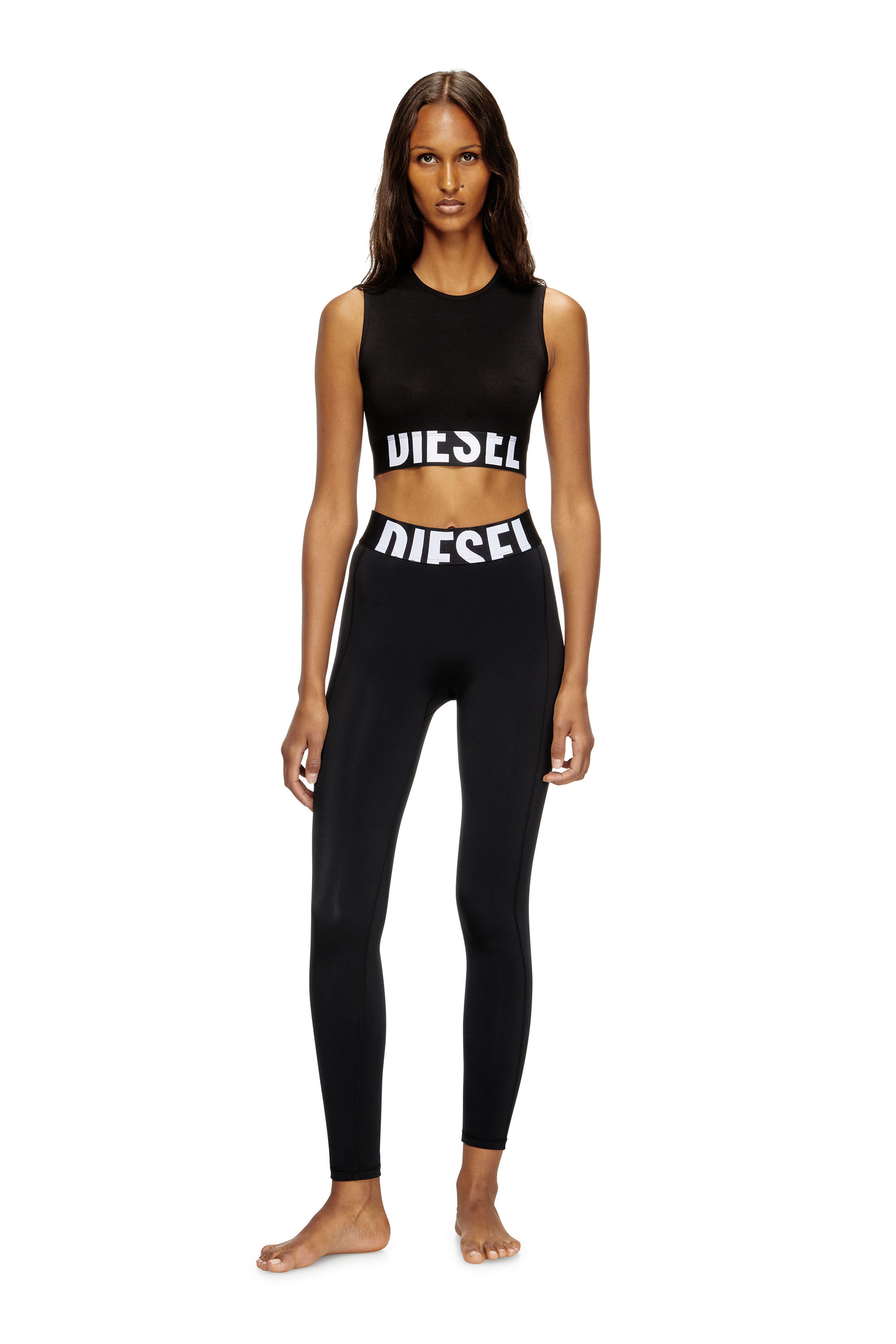Women's Cropped tank top with cut-off logo | Black | Diesel