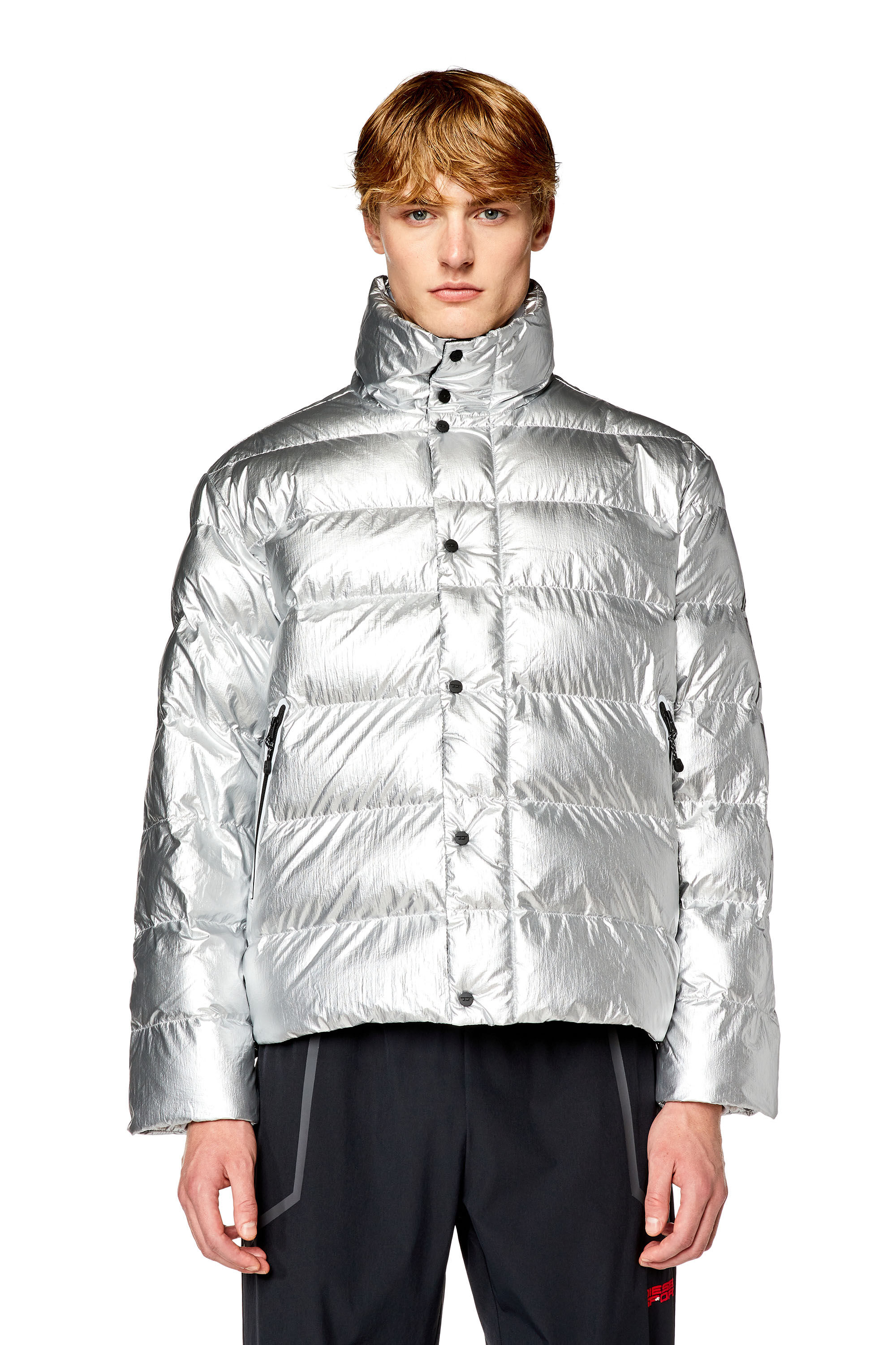Silver puffer jacket mens clearance