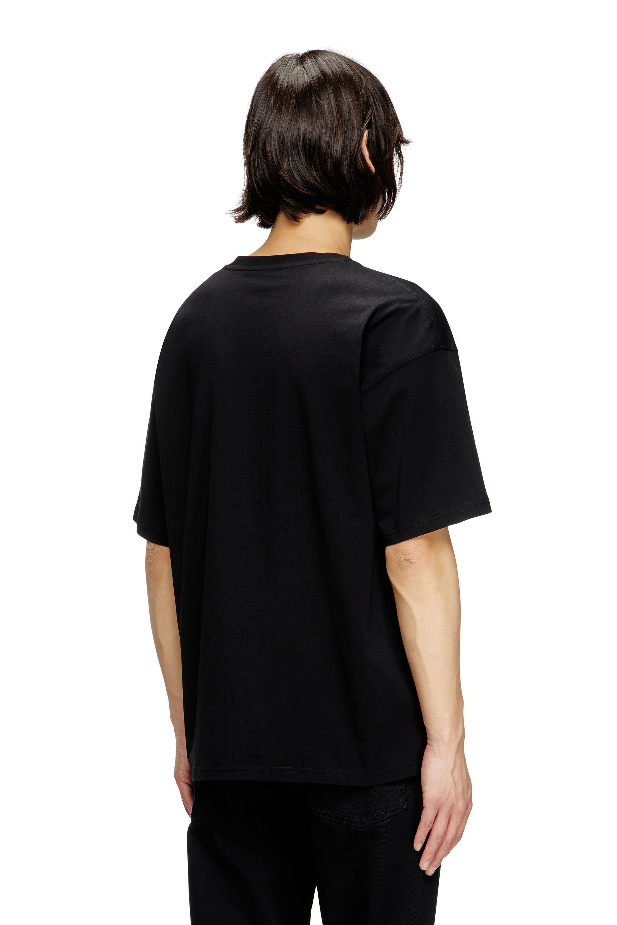 Women's T-shirt with embroidered D patch | Black | Diesel Women's T-shirt with embroidered D patch | Black | Diesel