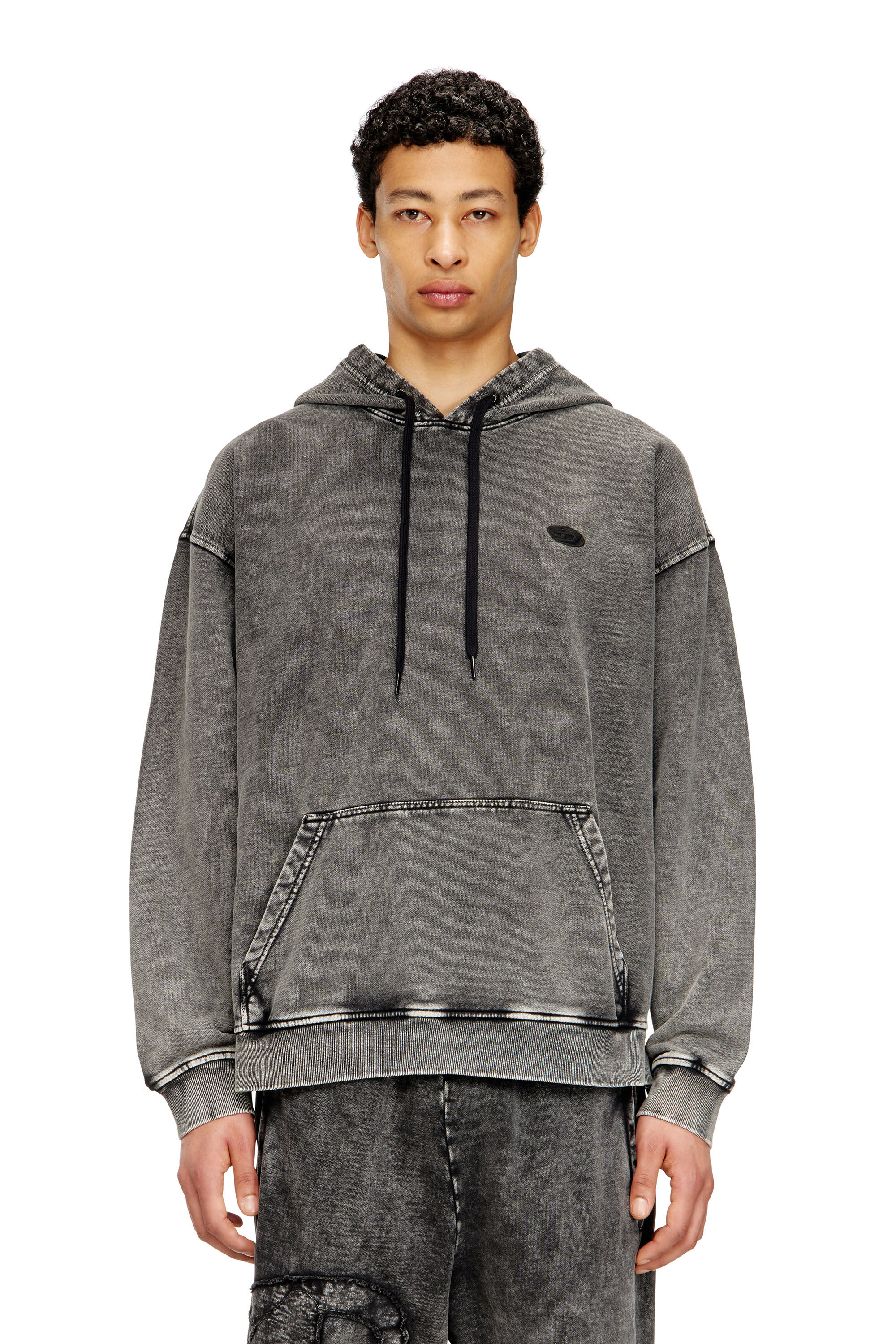 Men's Hoodie with raw-cut back patch | Grey | Diesel
