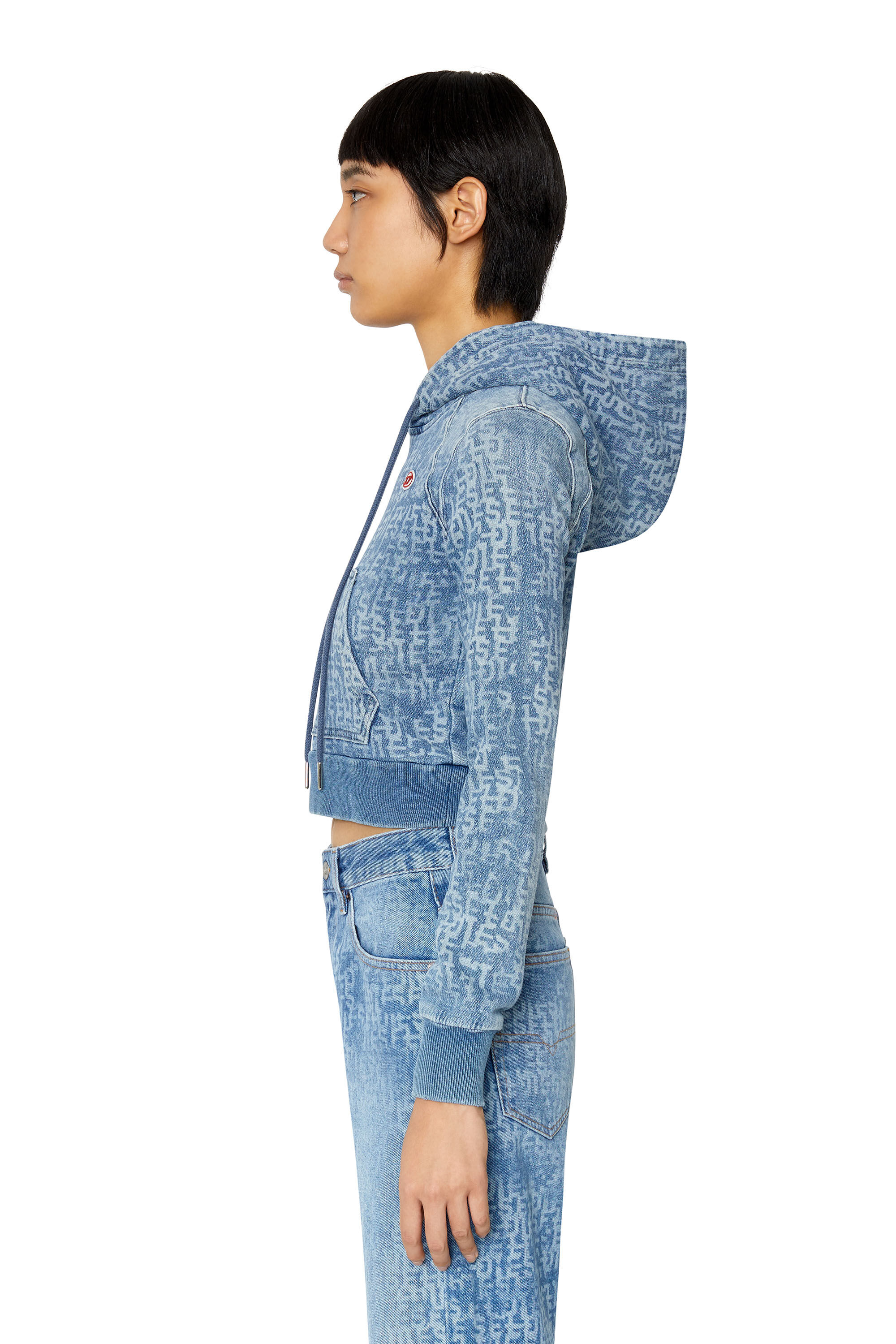 Diesel - D-ANGY TRACK DENIM HOODIE, Light Blue - Image 5
