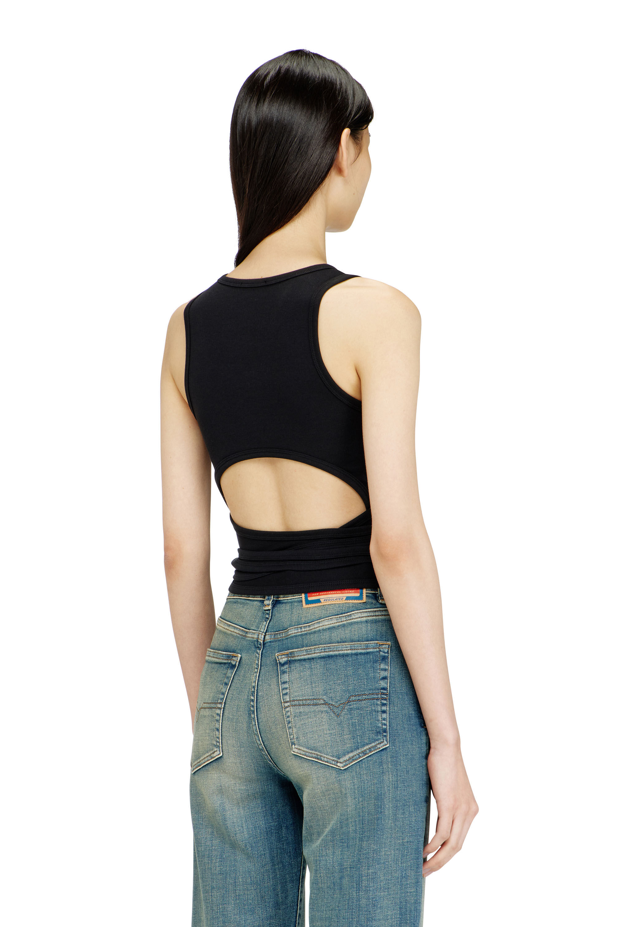 Women's Crop top with wrap-around laces | Black | Diesel