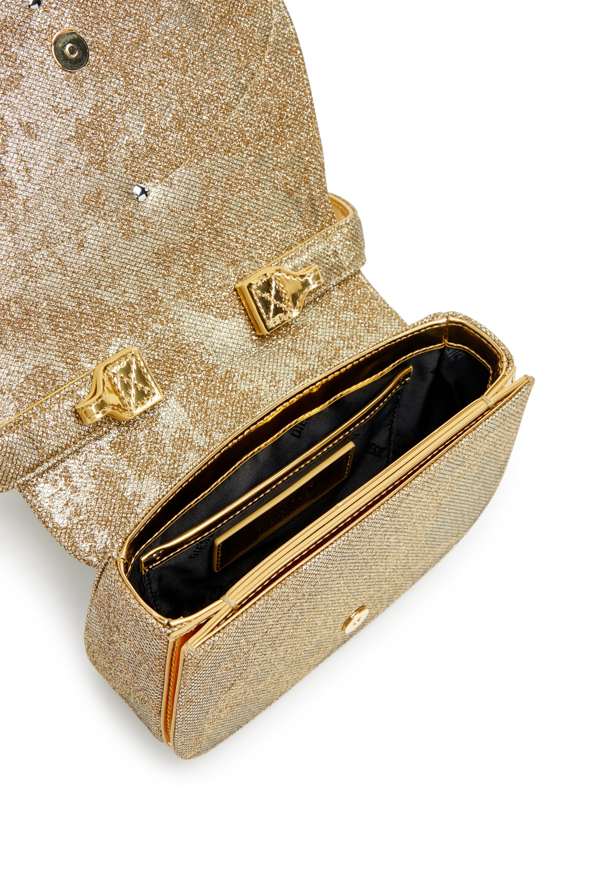 Diesel - 1DR, Woman's 1DR-Iconic 1DR bag in glitter-camo Lurex in Gold - 5
