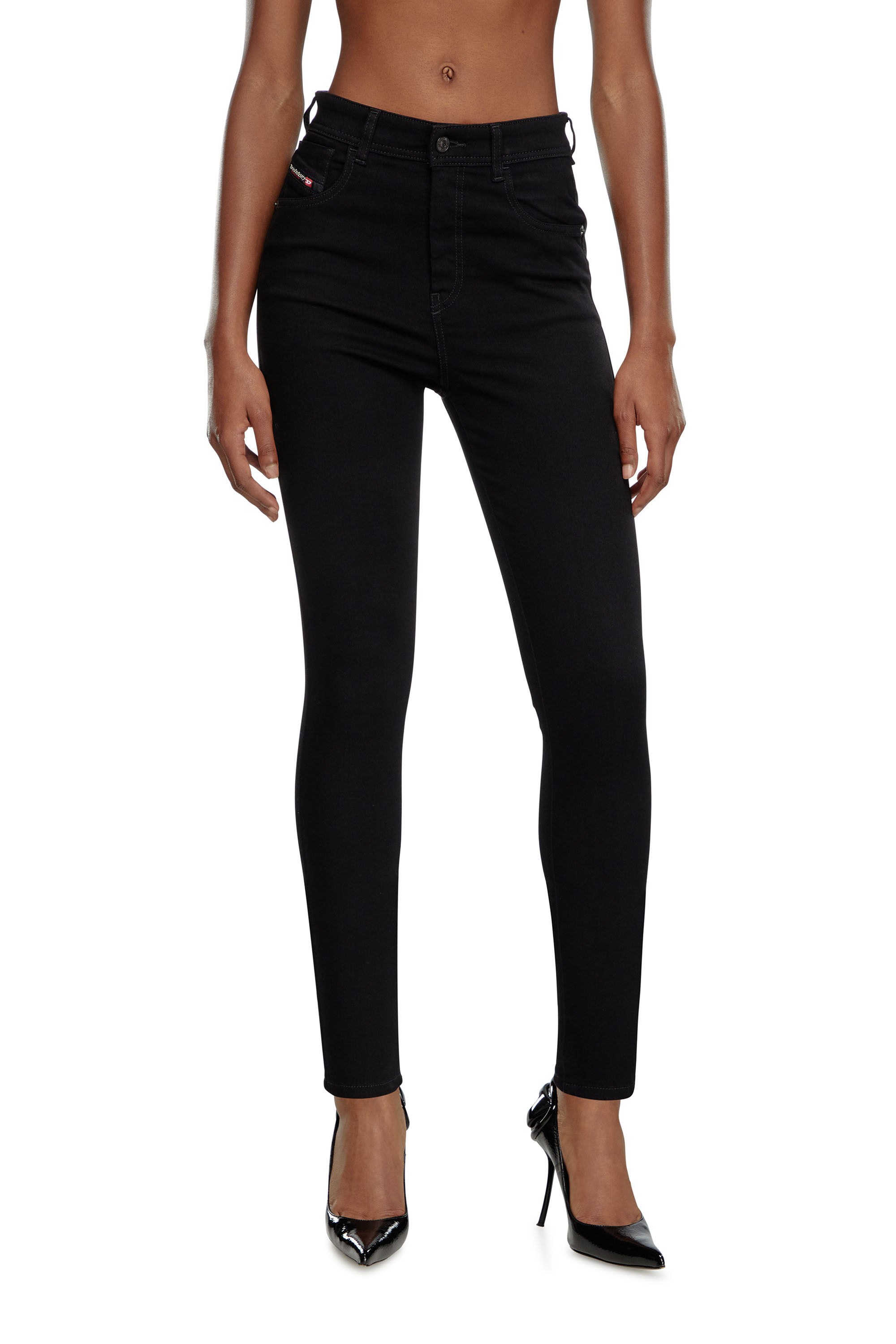 1984 SLANDY HIGH Woman Super Skinny Stretch Jeans Black Dark Grey Diesel