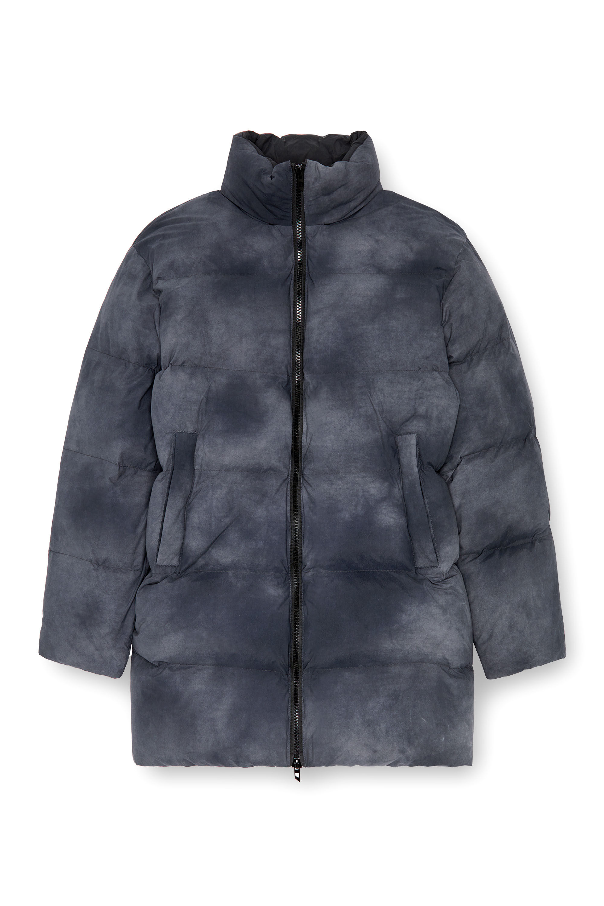 Men's Longline down jacket with cloudy effect | Grey | Diesel Men's Longline down jacket with cloudy effect | Grey | Diesel