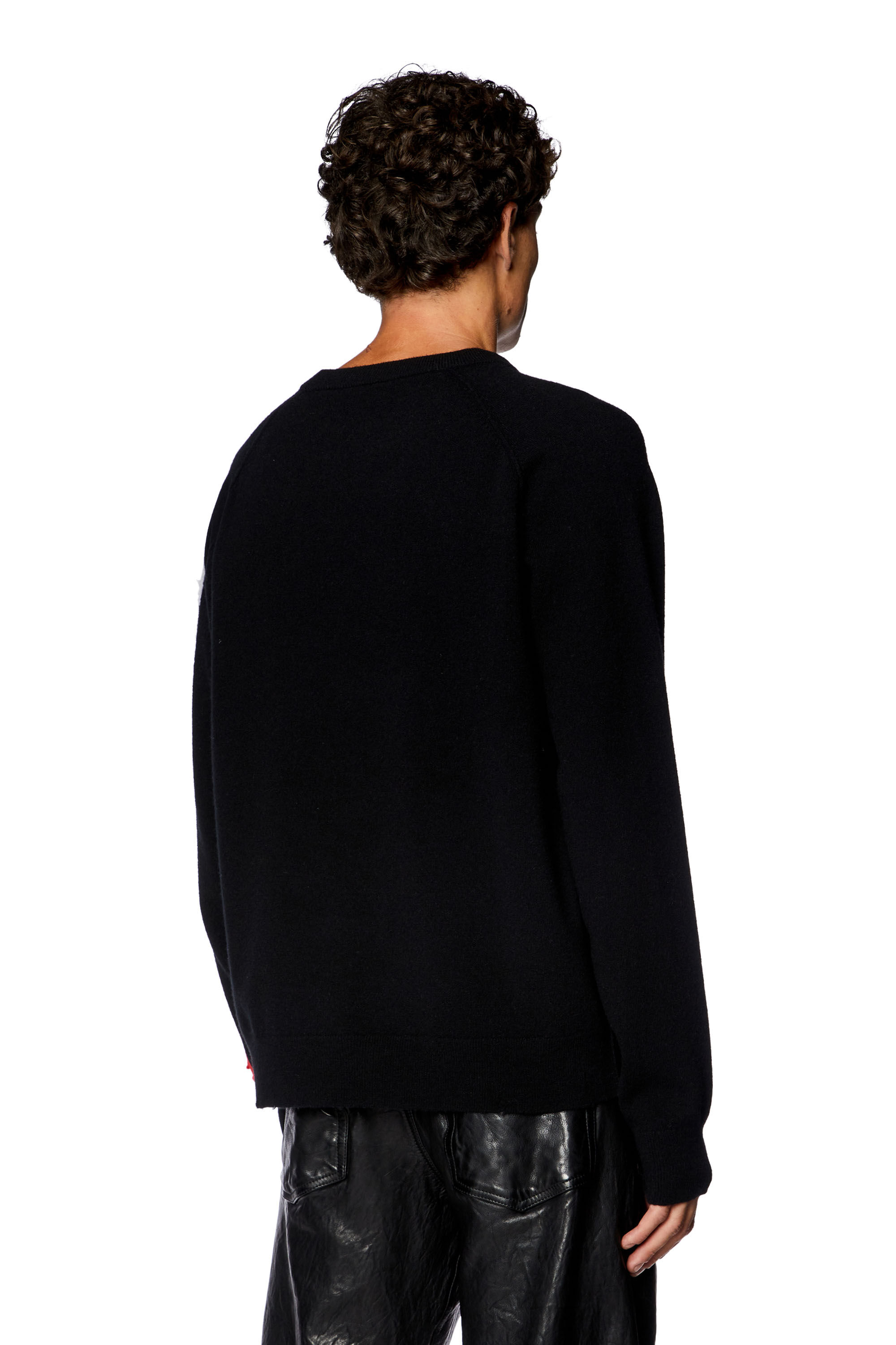 Diesel - K-SARIA-A, Man's Jumper with peel-off intarsia logo in Black - 4