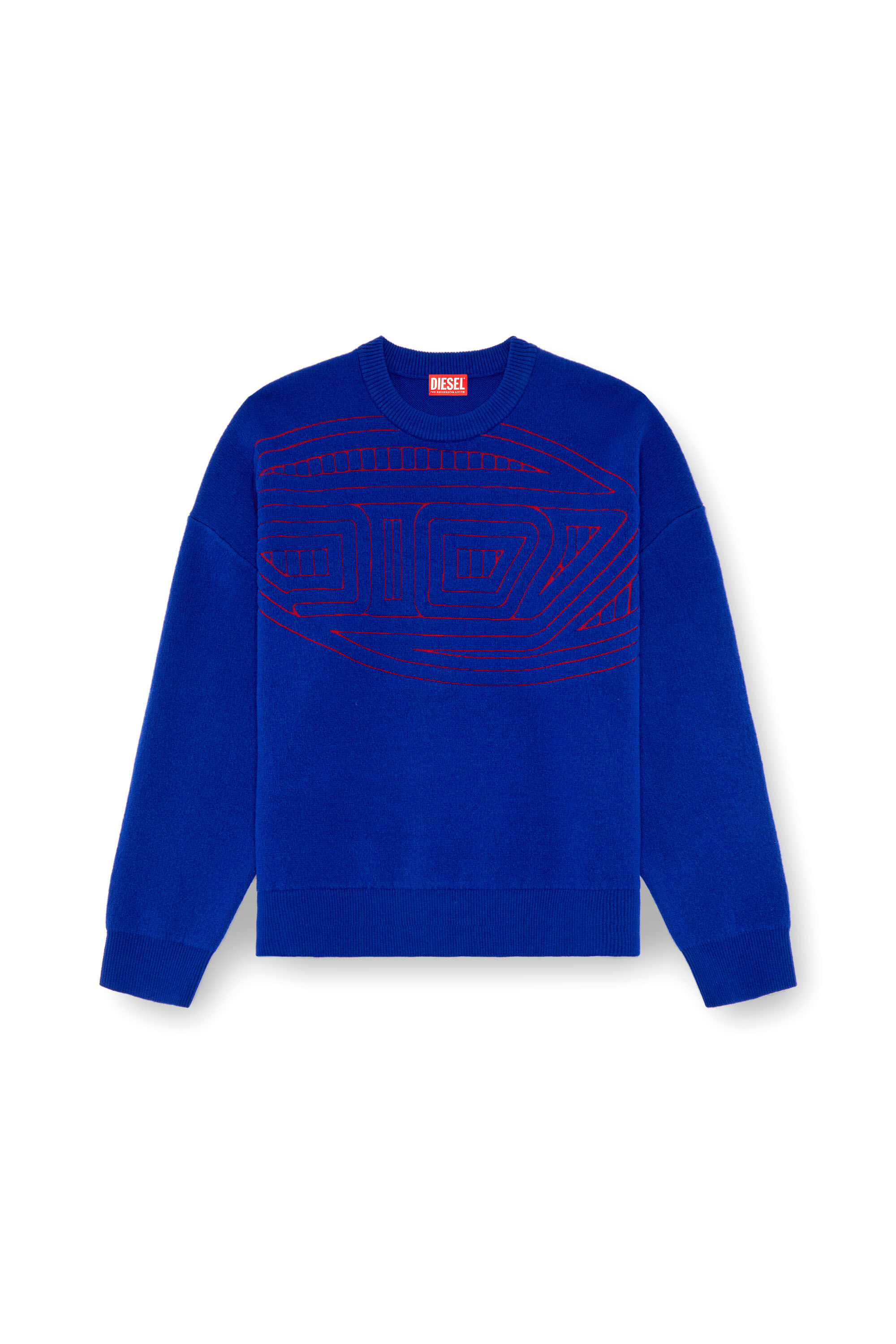 Men's Wool-blend jumper with graphic logo | Blue | Diesel