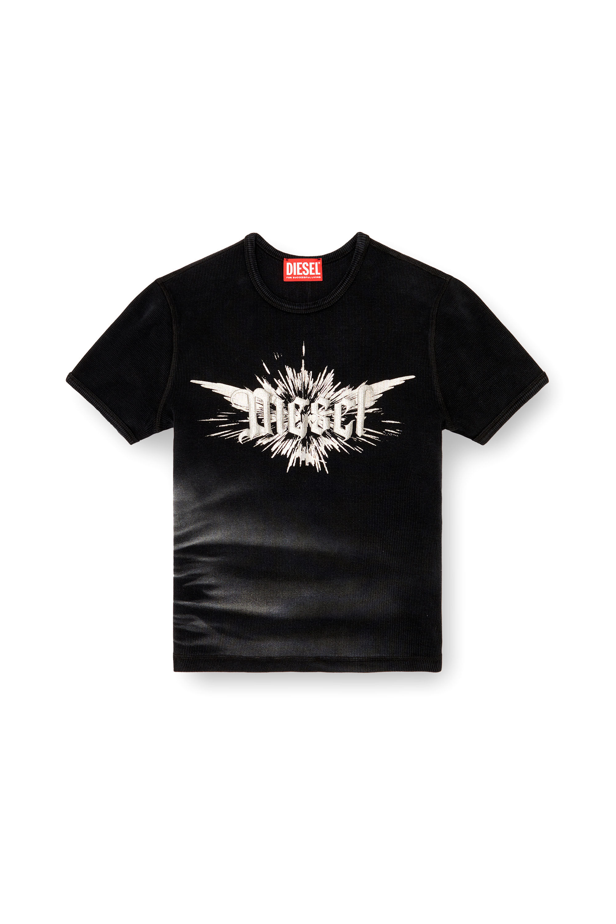 Women's T-shirt with winged Diesel foil print | Black | Diesel