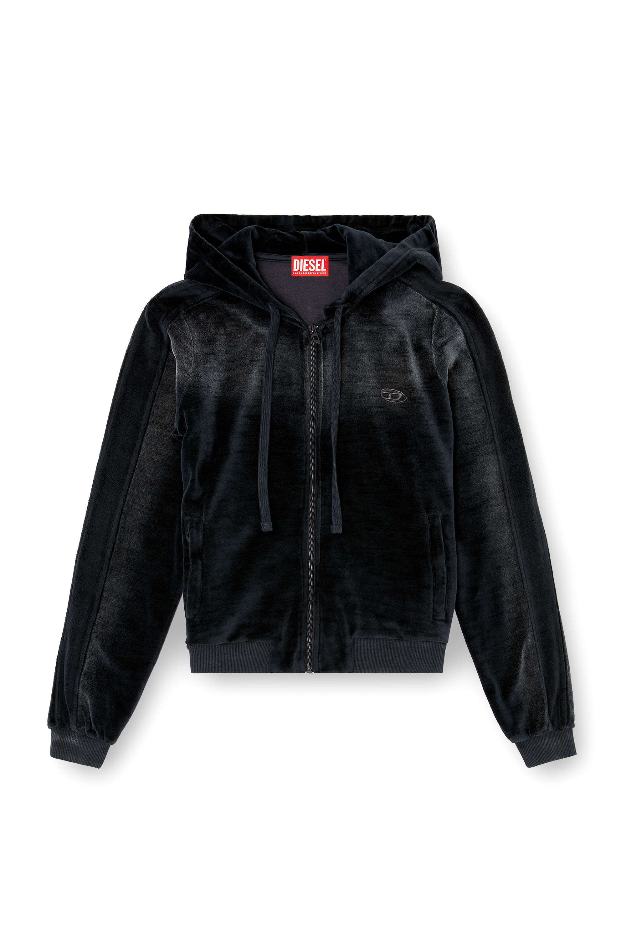 Women's Zip-up hoodie in faded chenille | Black | Diesel