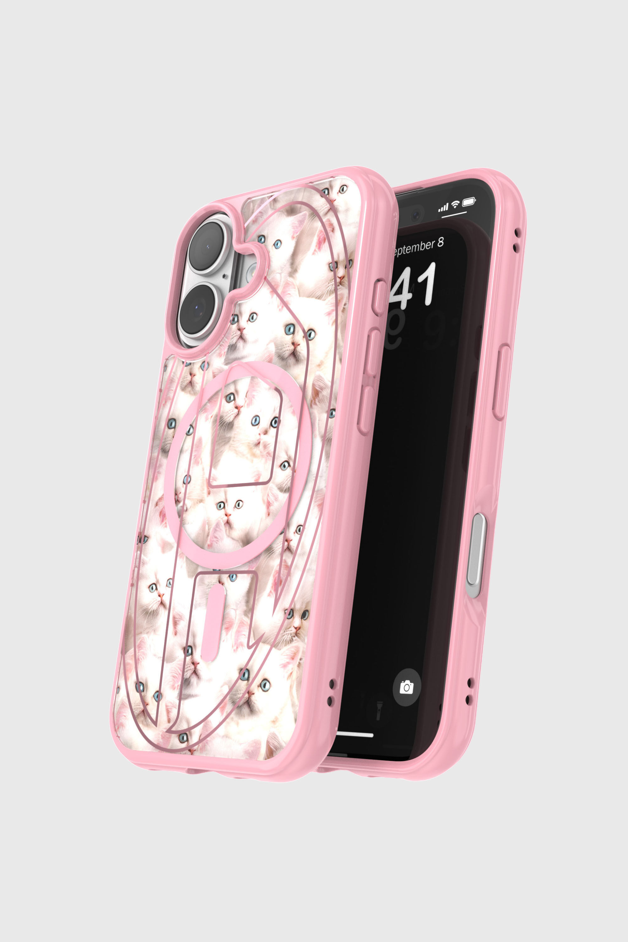 Diesel - 60423 AOP CASE, Unisex's Oval D cats case with magsafe for iPhone 17 in Pink - 4