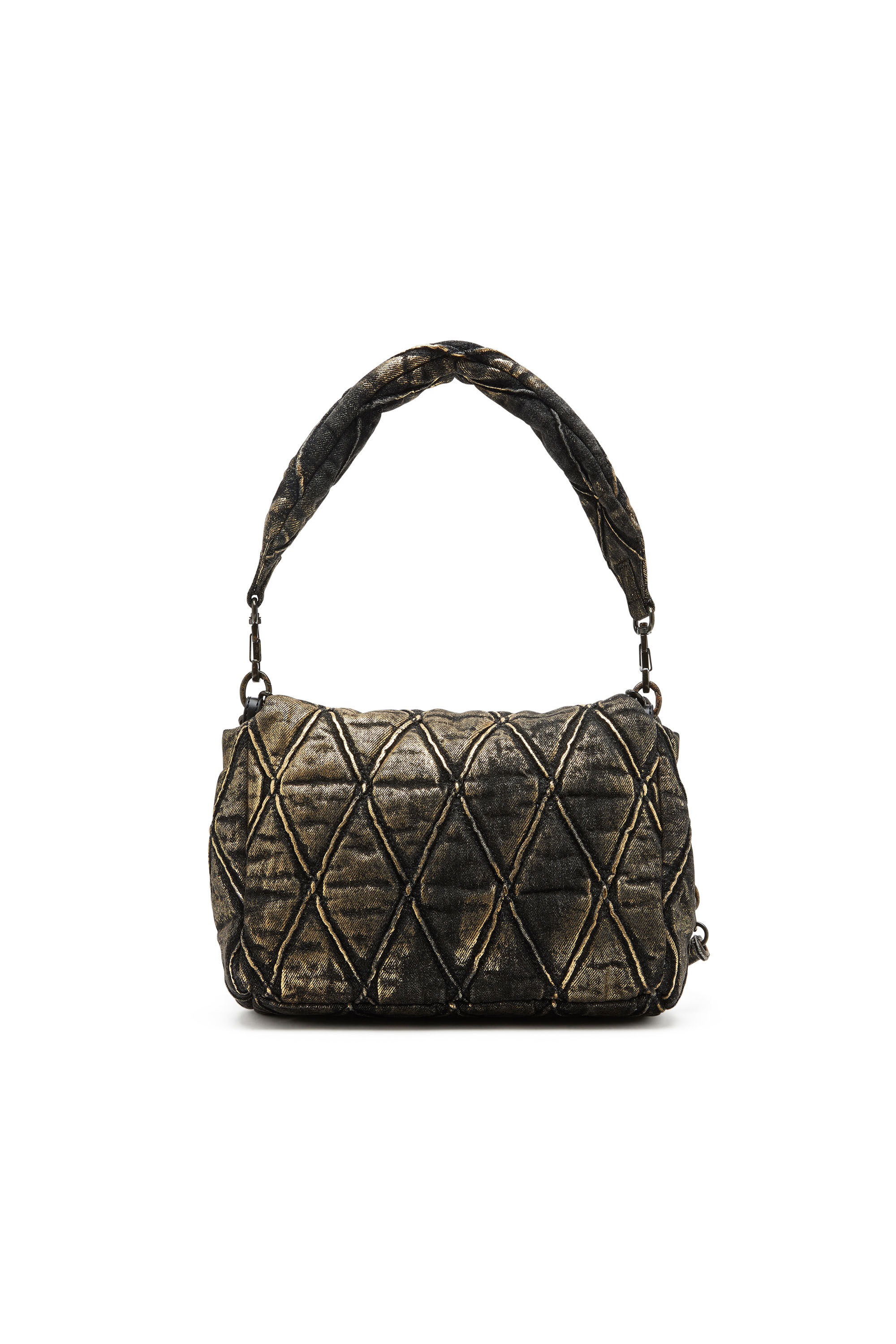 Women's Charm-D M-Shoulder bag in metallic quilted denim