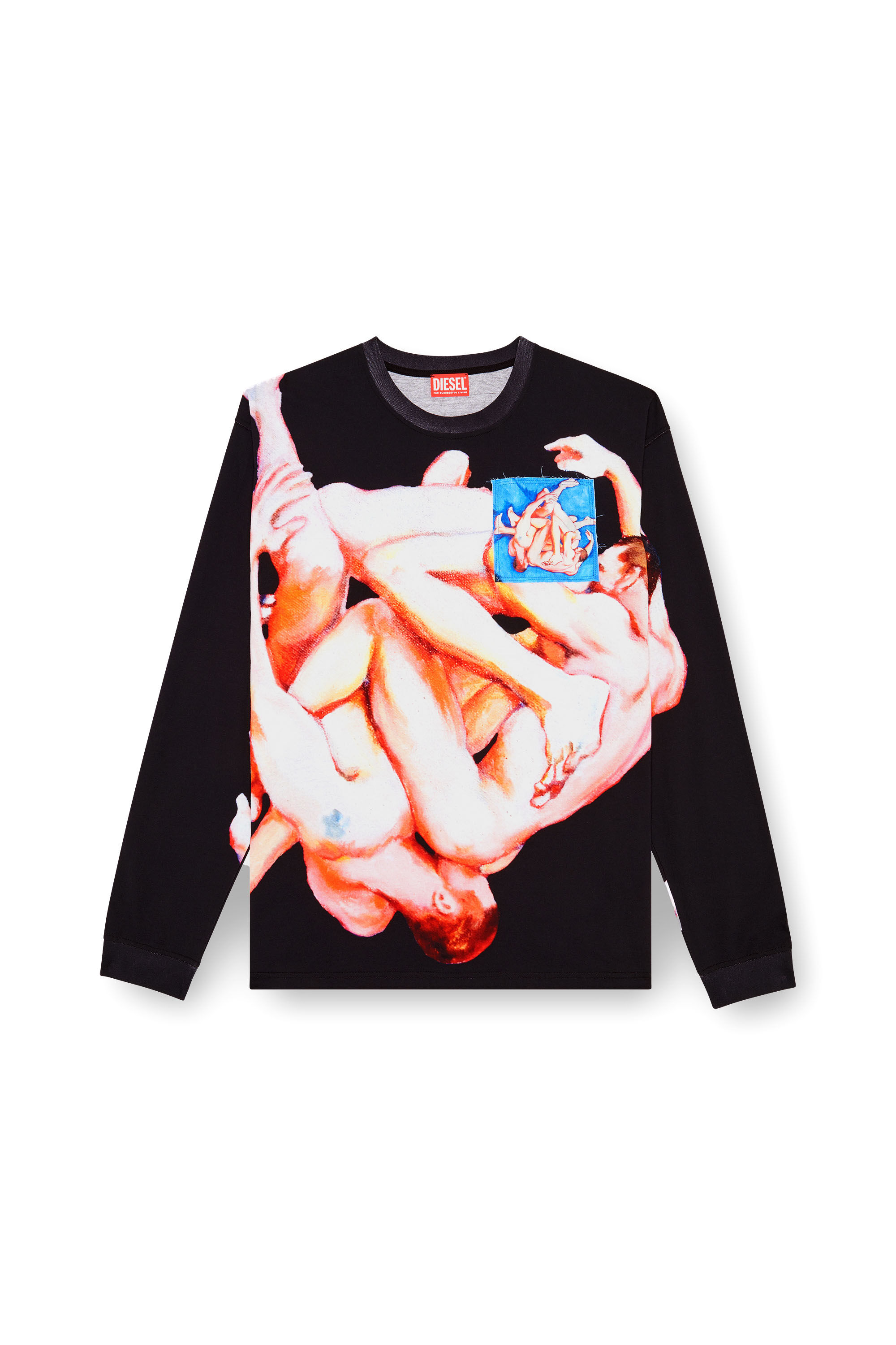 Diesel - PR-T-BOXT-LS-VAL, Unisex's Long-sleeve T-shirt with print and patches in Black - 2