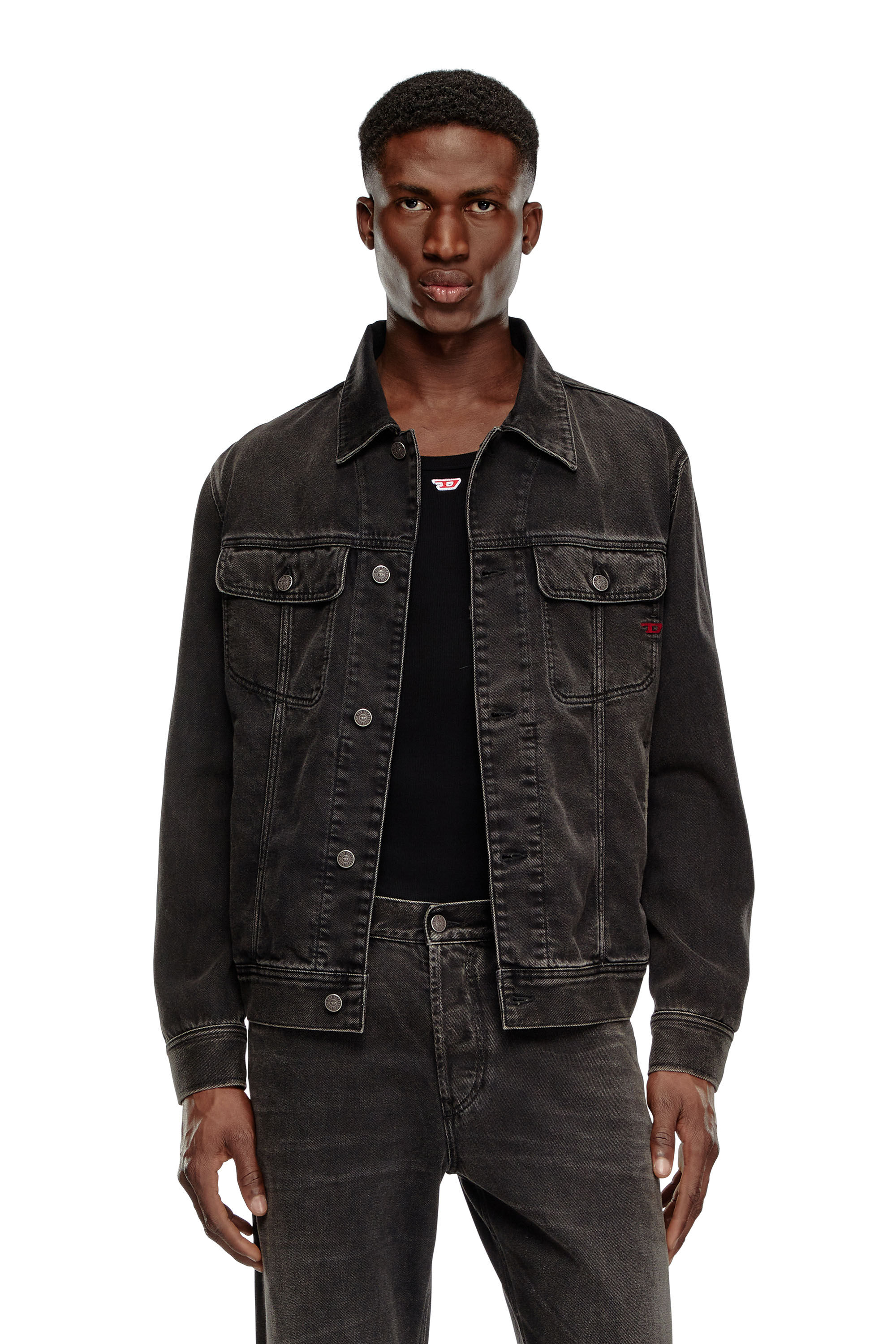Men s Regular fit trucker jacket Black Diesel