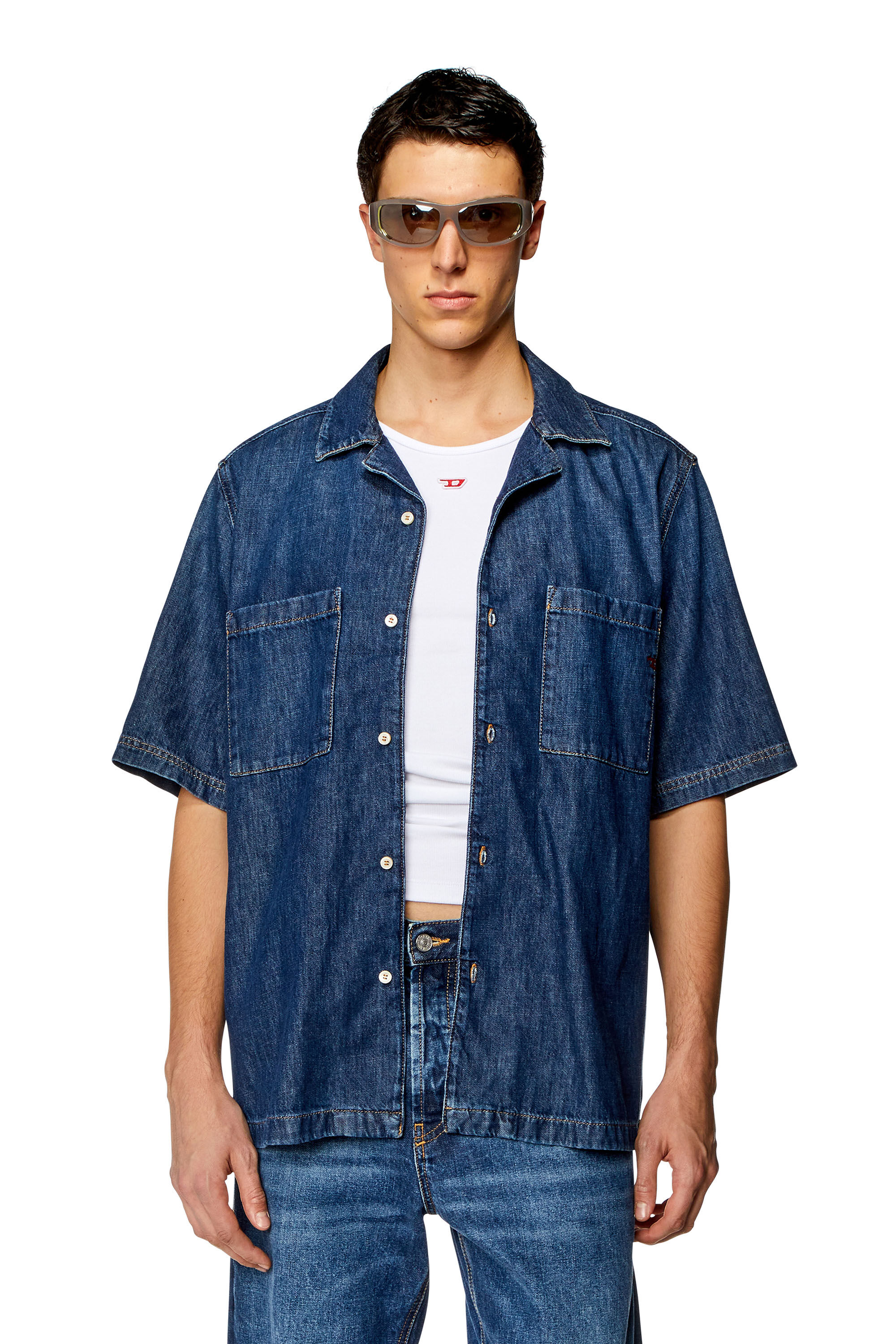 Men s Bowling shirt in denim D PAROSHORT Diesel