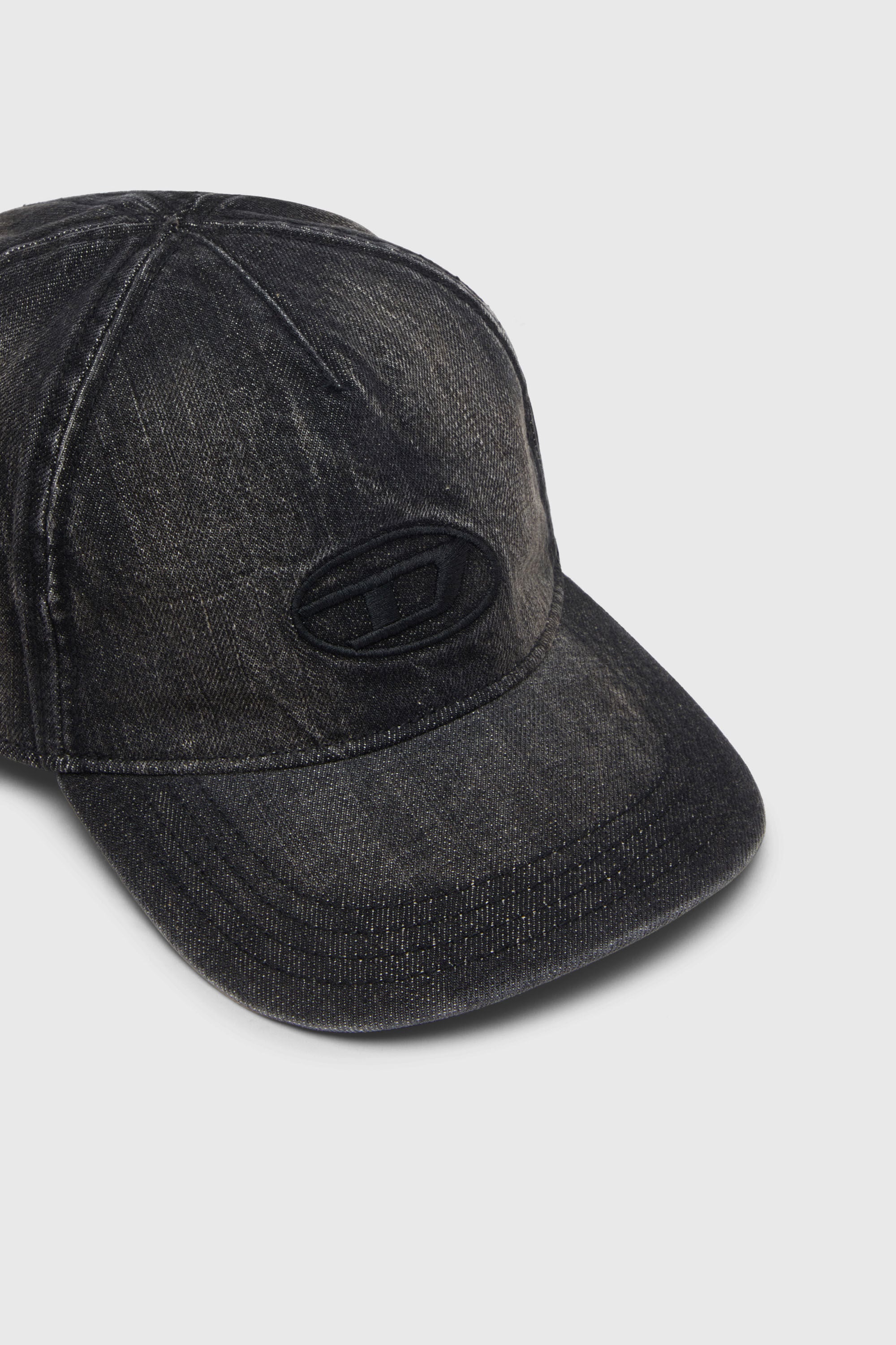 Diesel - C-ENIC, Man's Denim cap with frayed details and embroidered logo in Black Jeans - 3