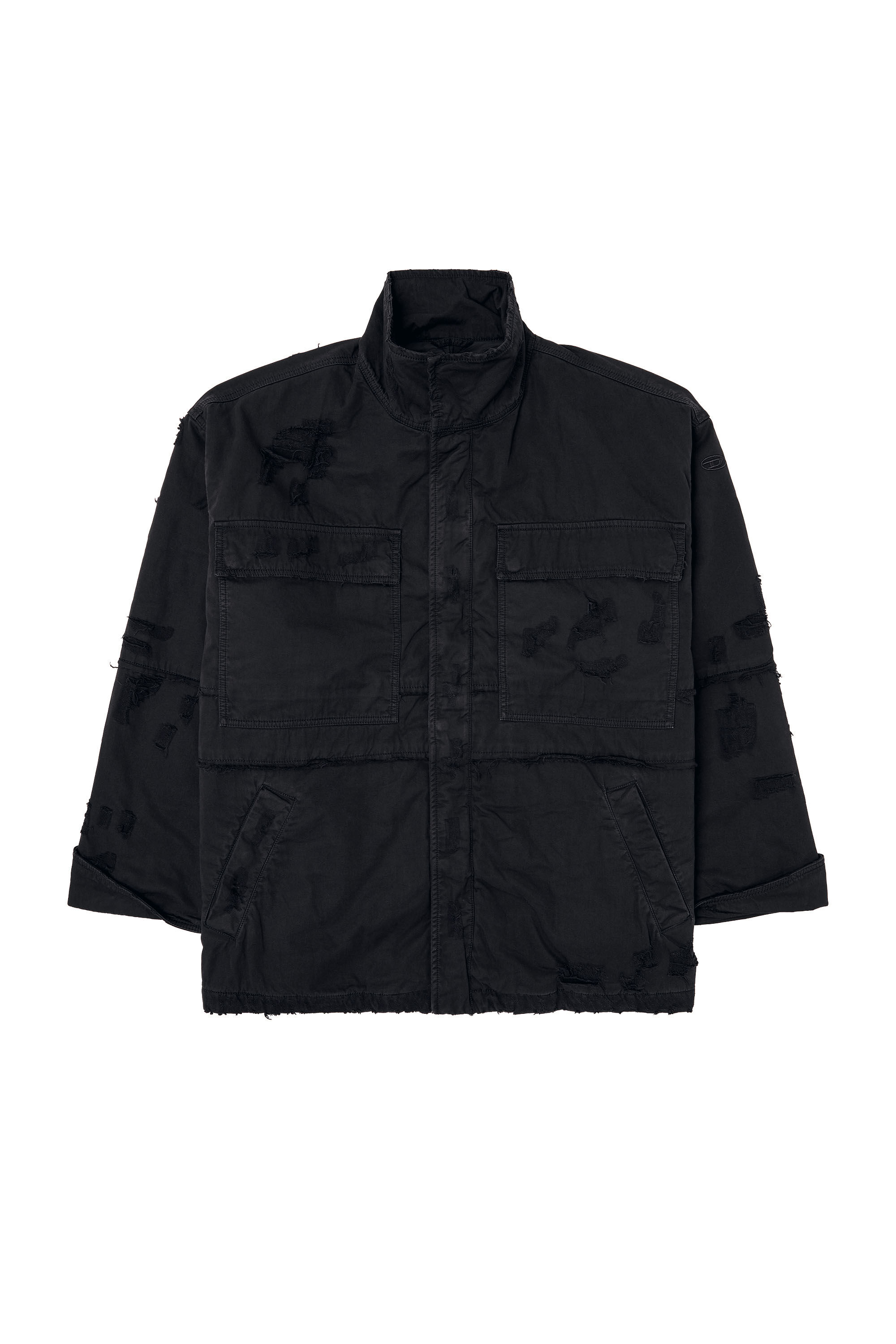 Men s Utility jacket in ripped dobby Black Diesel