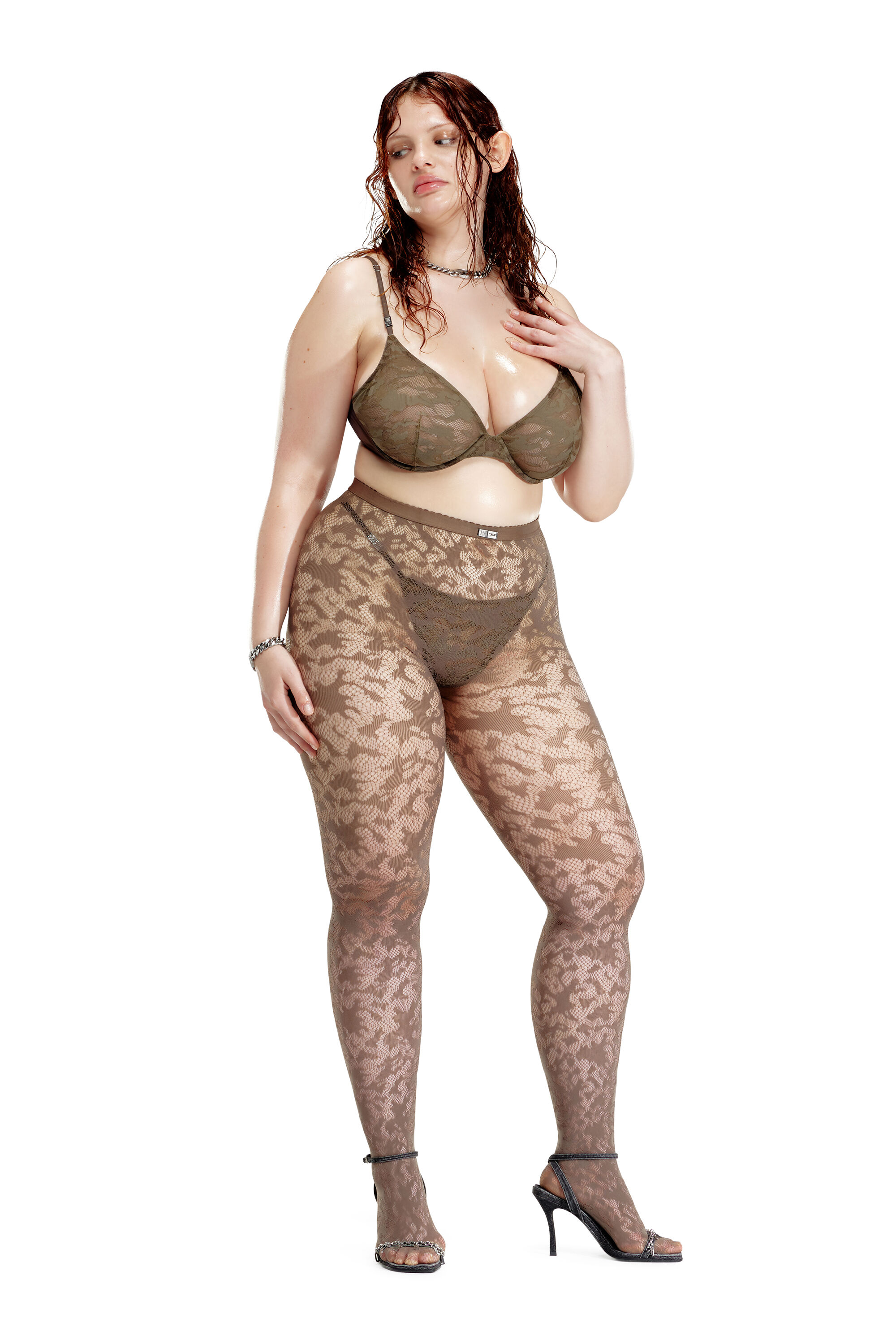 C CAMO LACE PLUNGE BRA
