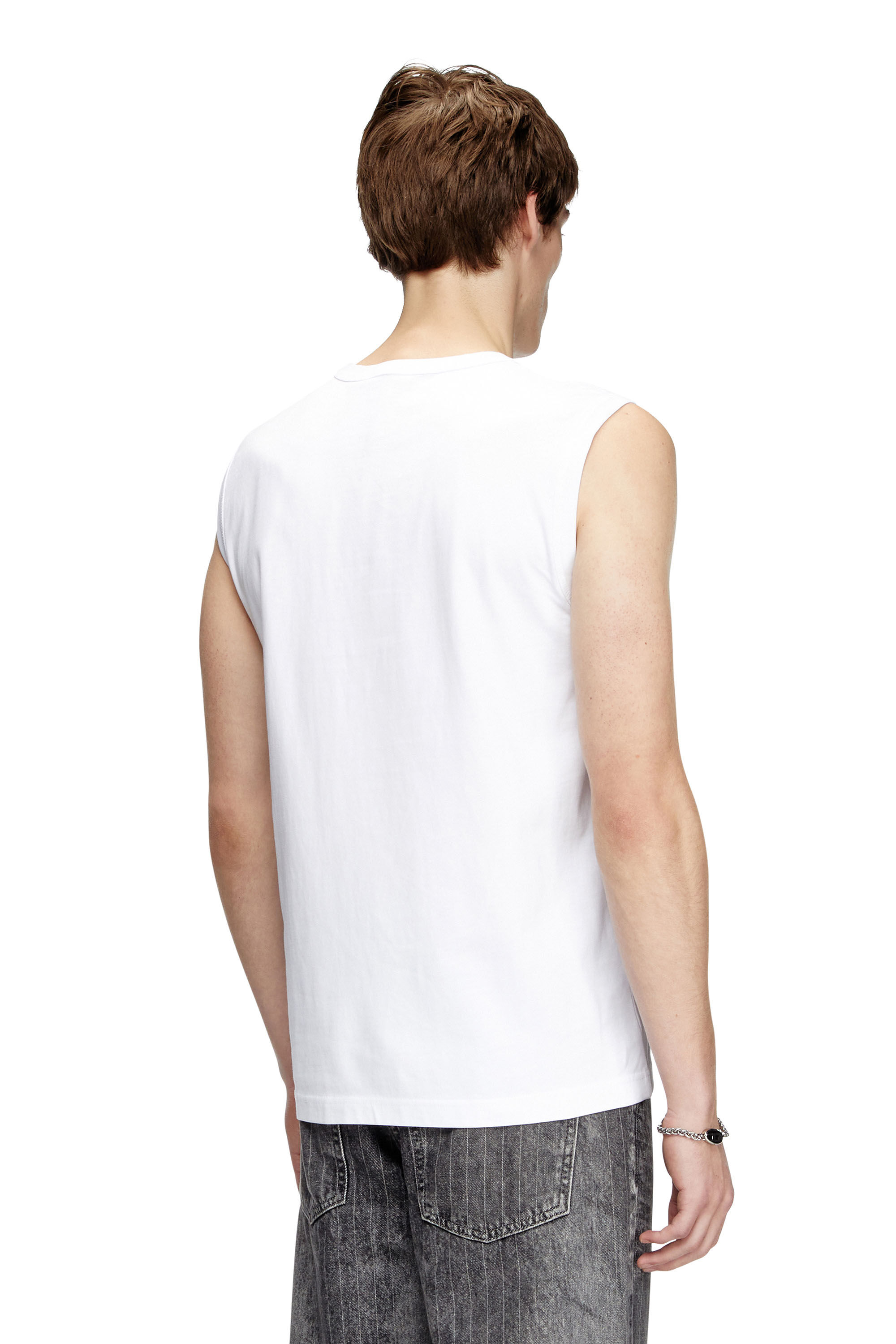 洗練されたデザイン　DIESEL T-BISCO-OD A153720CLBR Men's Tank top with metallic Oval D | White | Diesel