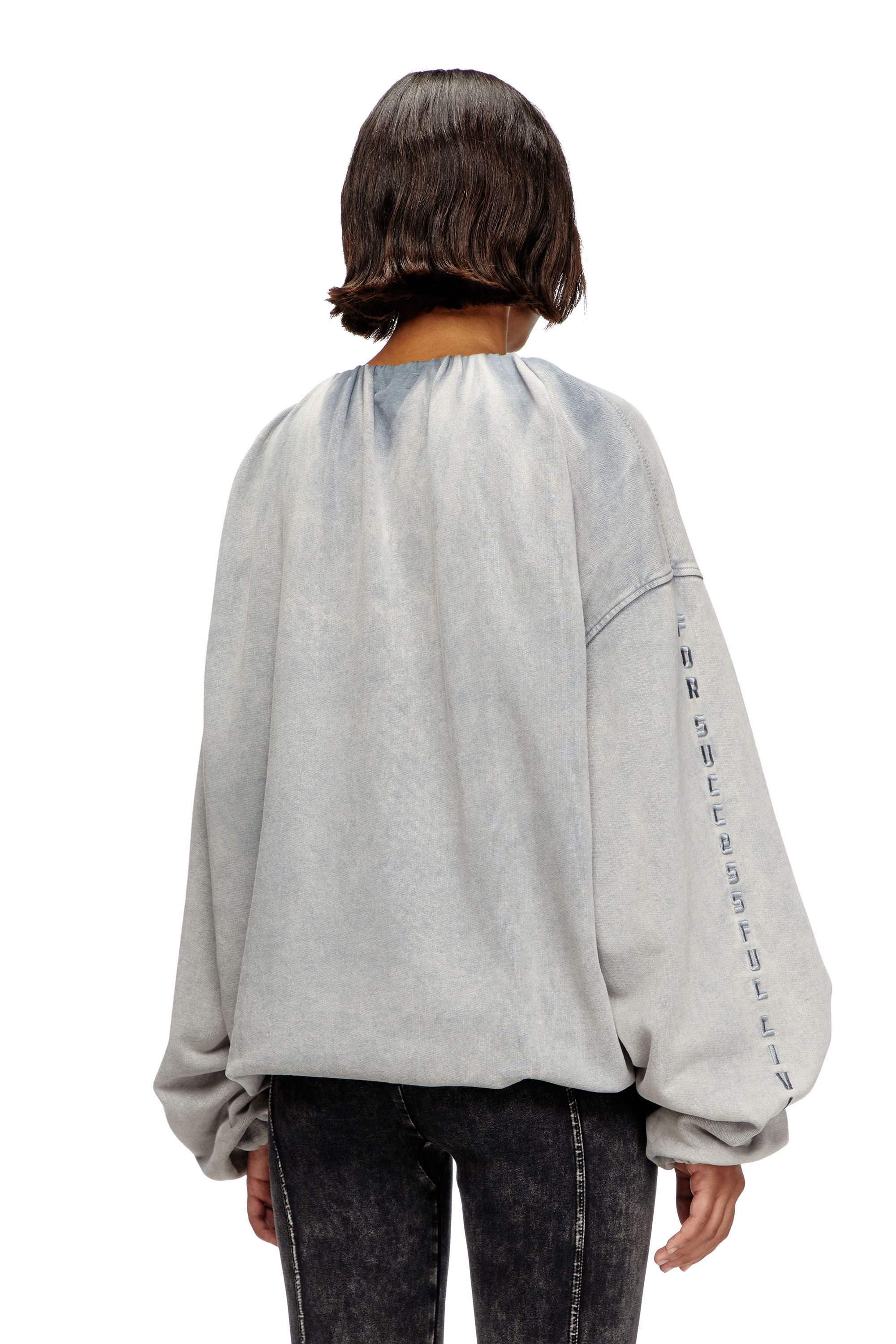 Women s Gathered sweatshirt with bleached effect Grey Diesel