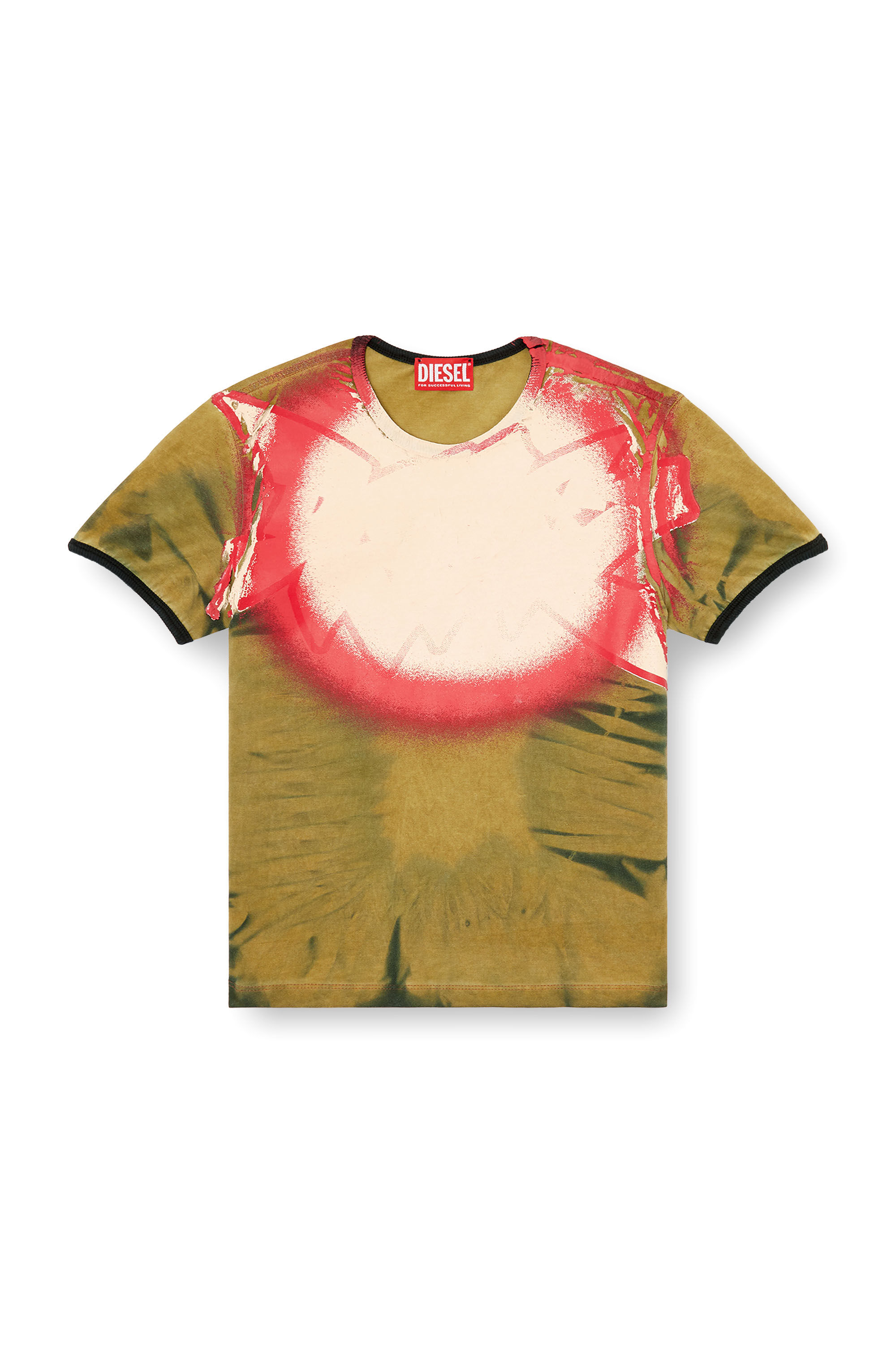 Diesel - T-UNCUTIE-LONG-Q1, Woman's Tie-dye T-shirt with spotlight print in Military Green - 2