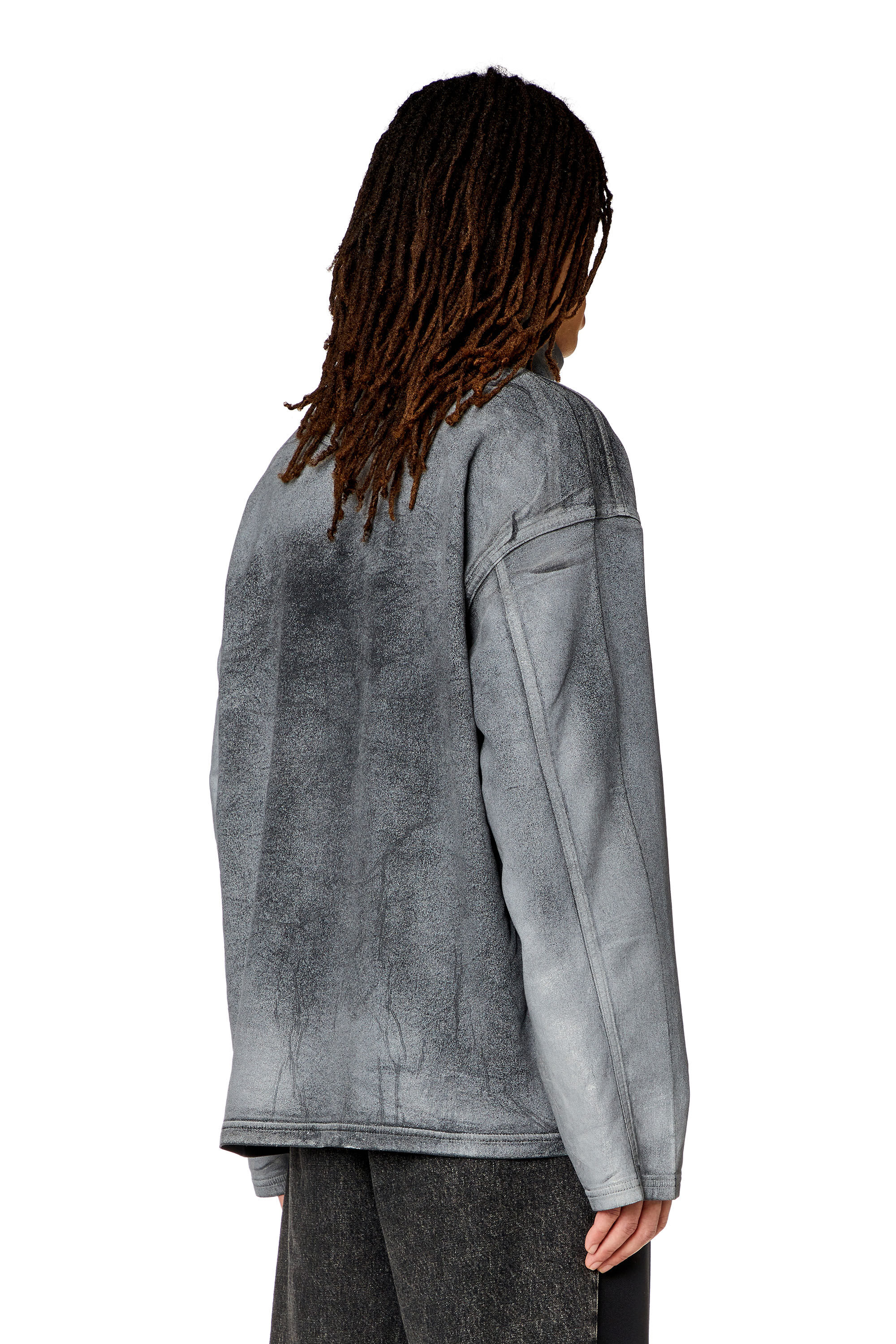 Men's High neck sweatshirt in printed Track Denim | Grey | Diesel GB