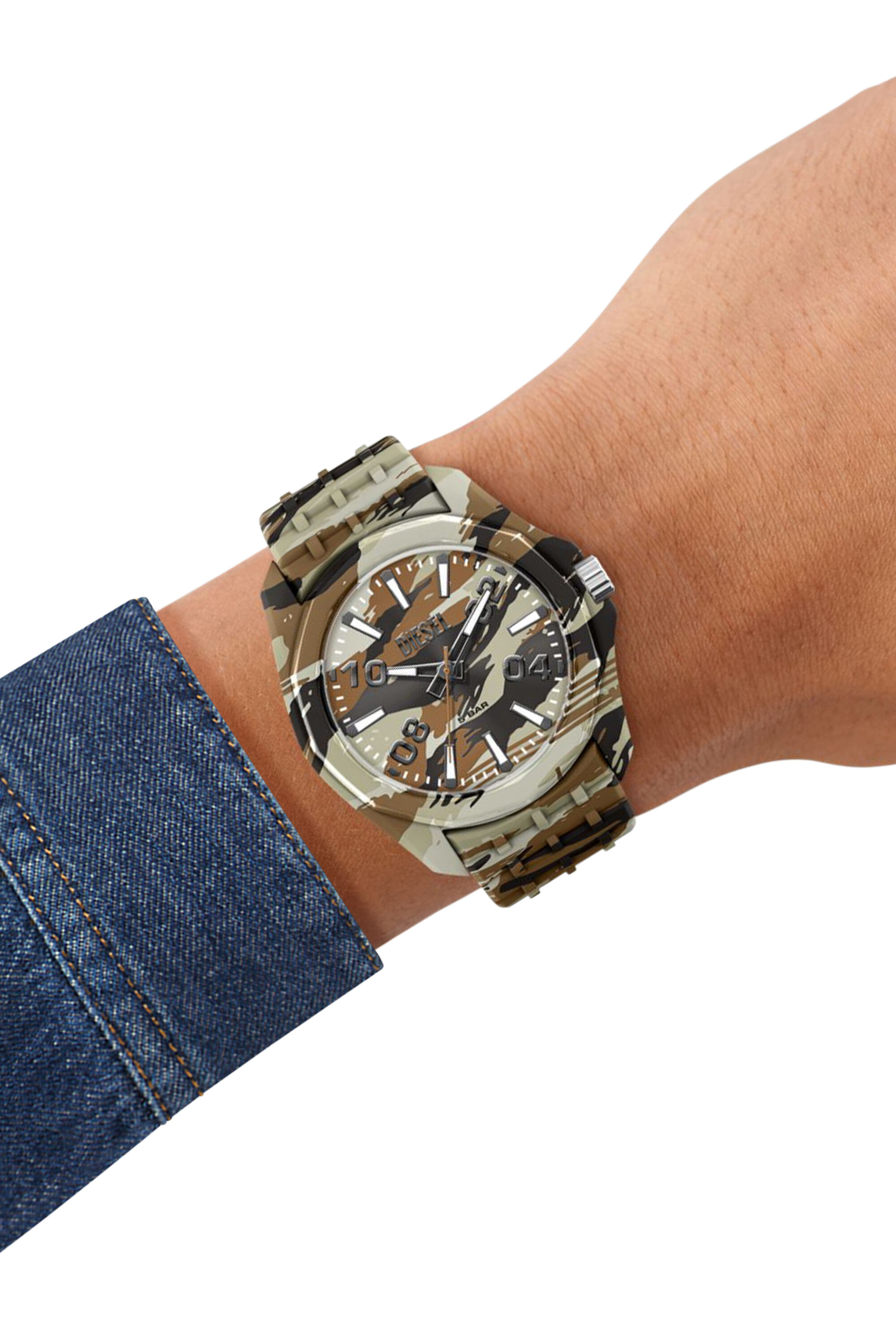 Diesel - DZ2242 WATCH, Man's Stinger camo silicone watch in Brown/Green - 7