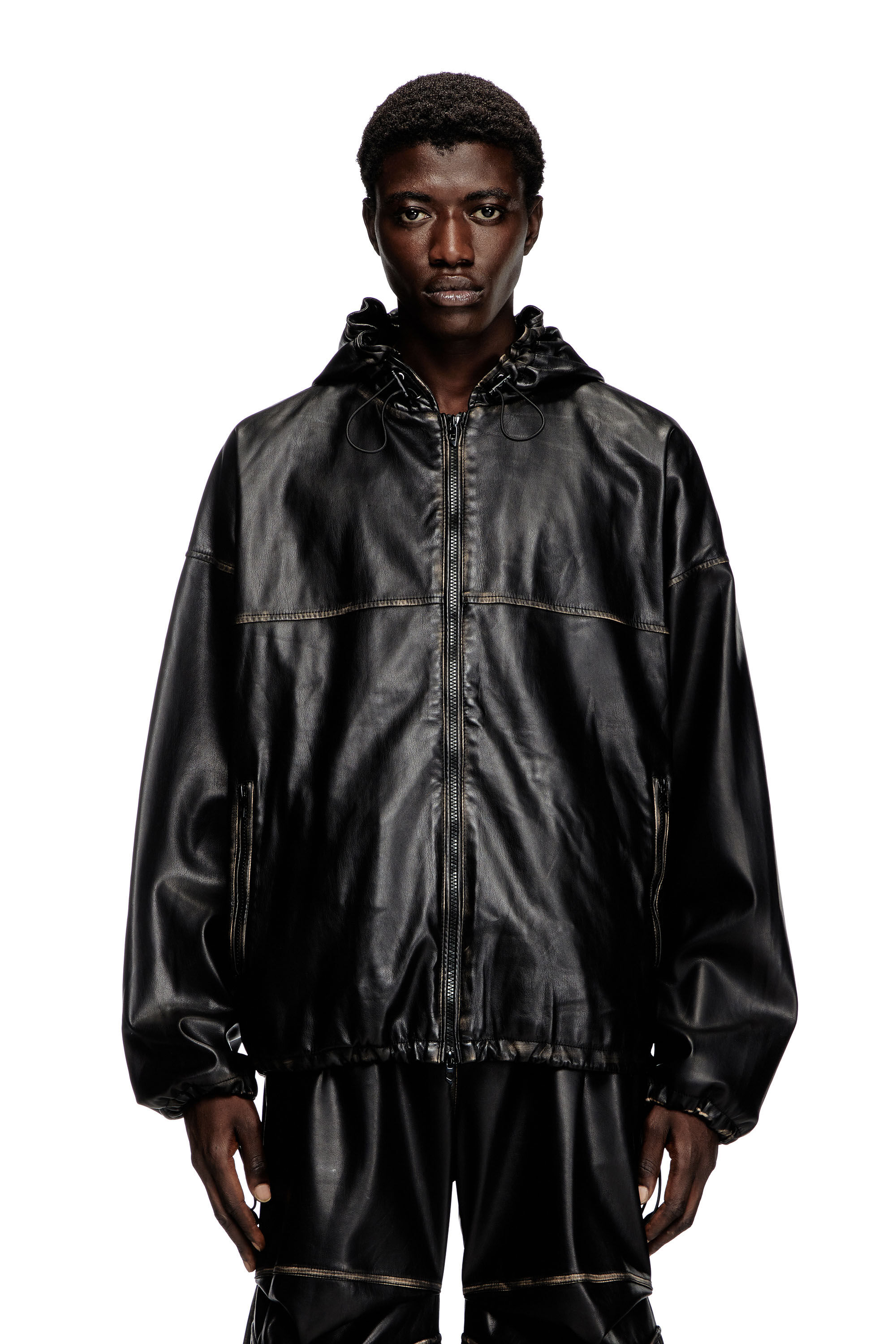 Women's Distressed hooded jacket | Black | Diesel