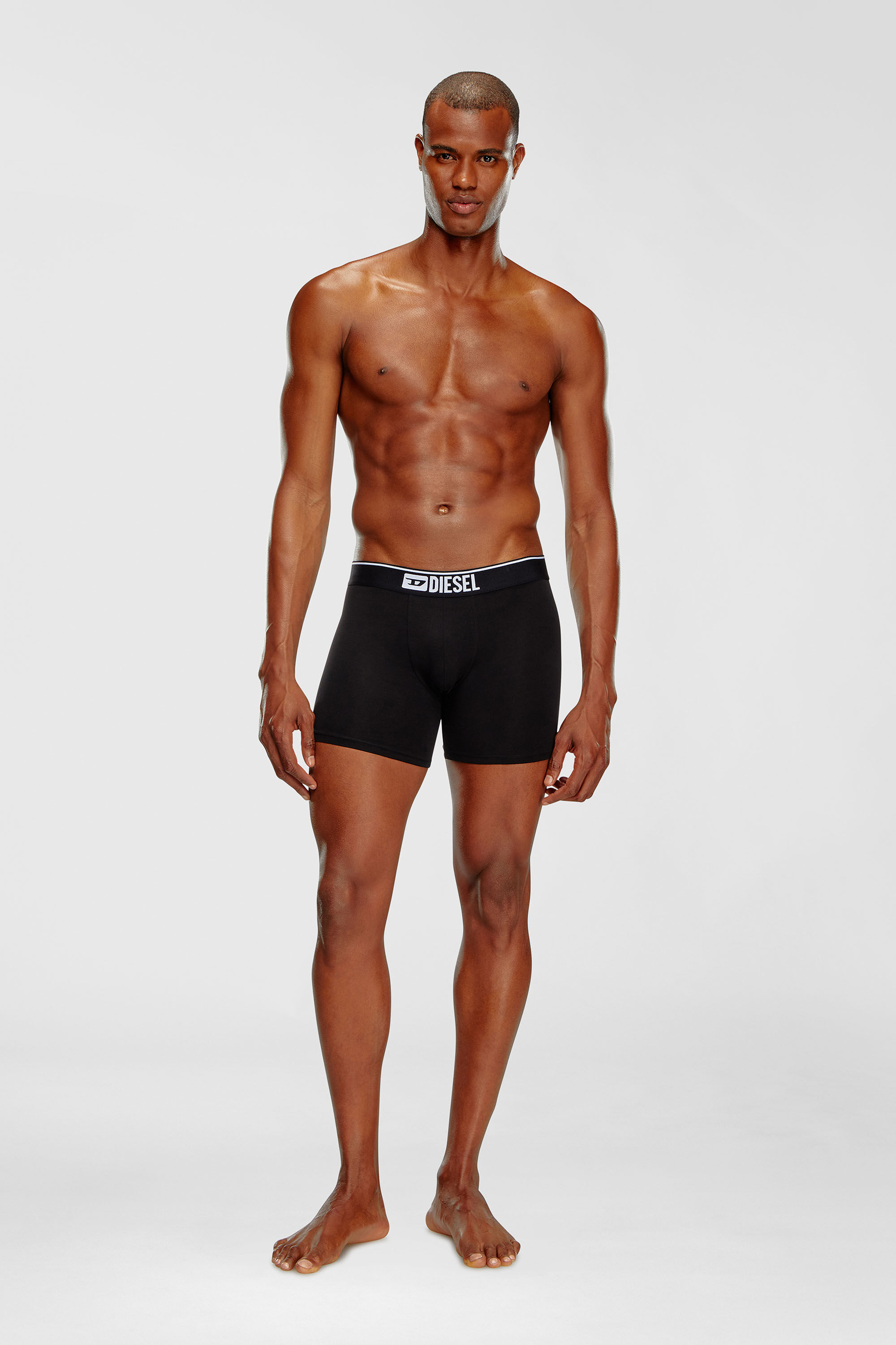 Diesel - UMBX-SEBASTIANTHREEPAC, Man's Three-pack of plain long boxer briefs in Black - 1