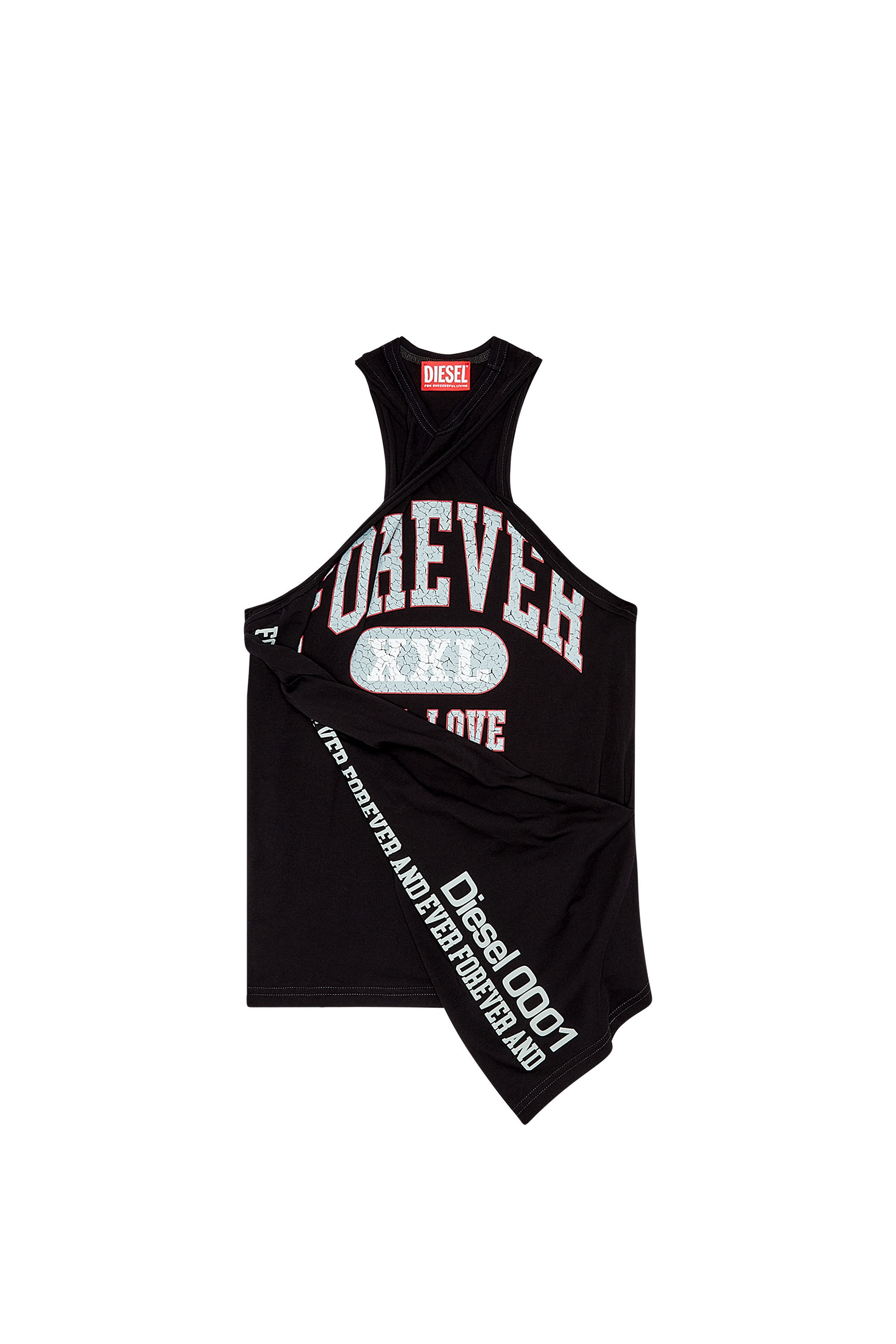 Diesel - T-ZELIE, Woman's College tank top with twisted front in Black - 1