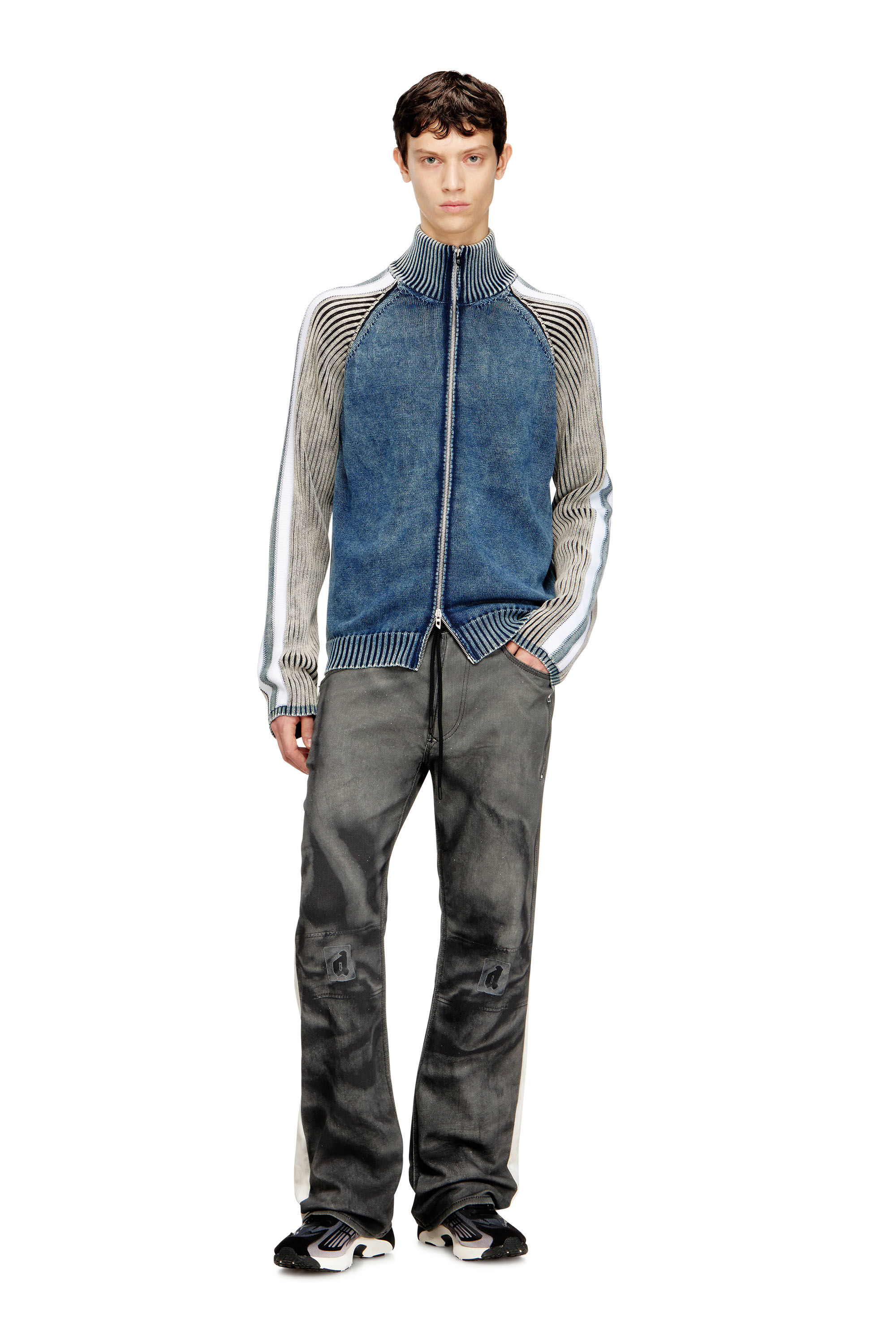 Men's Zip-up cardigan with sporty bands | Multicolor | Diesel GB