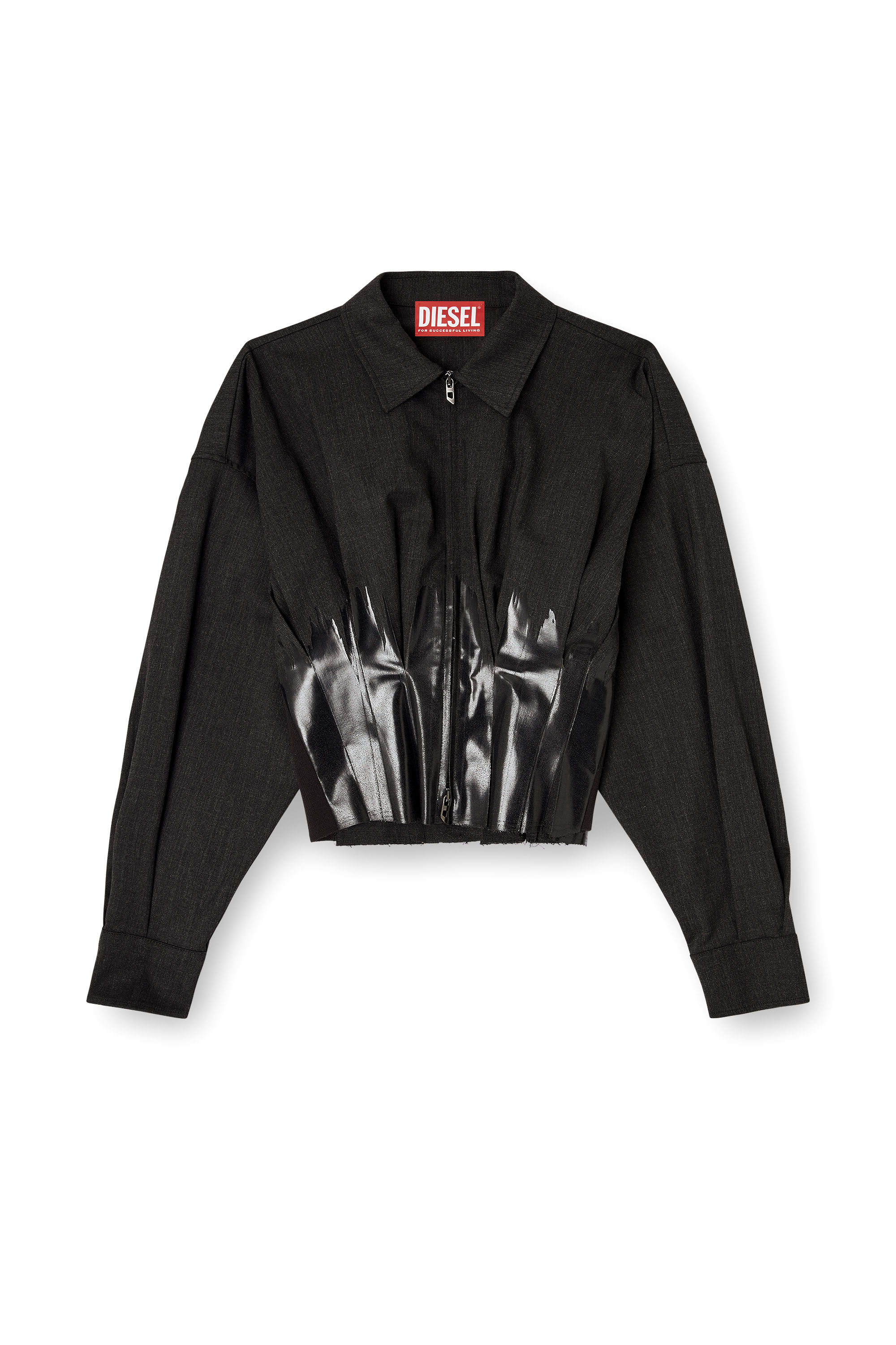 Women's Tailoring shirt-jacket with coated pleats | Black | Diesel