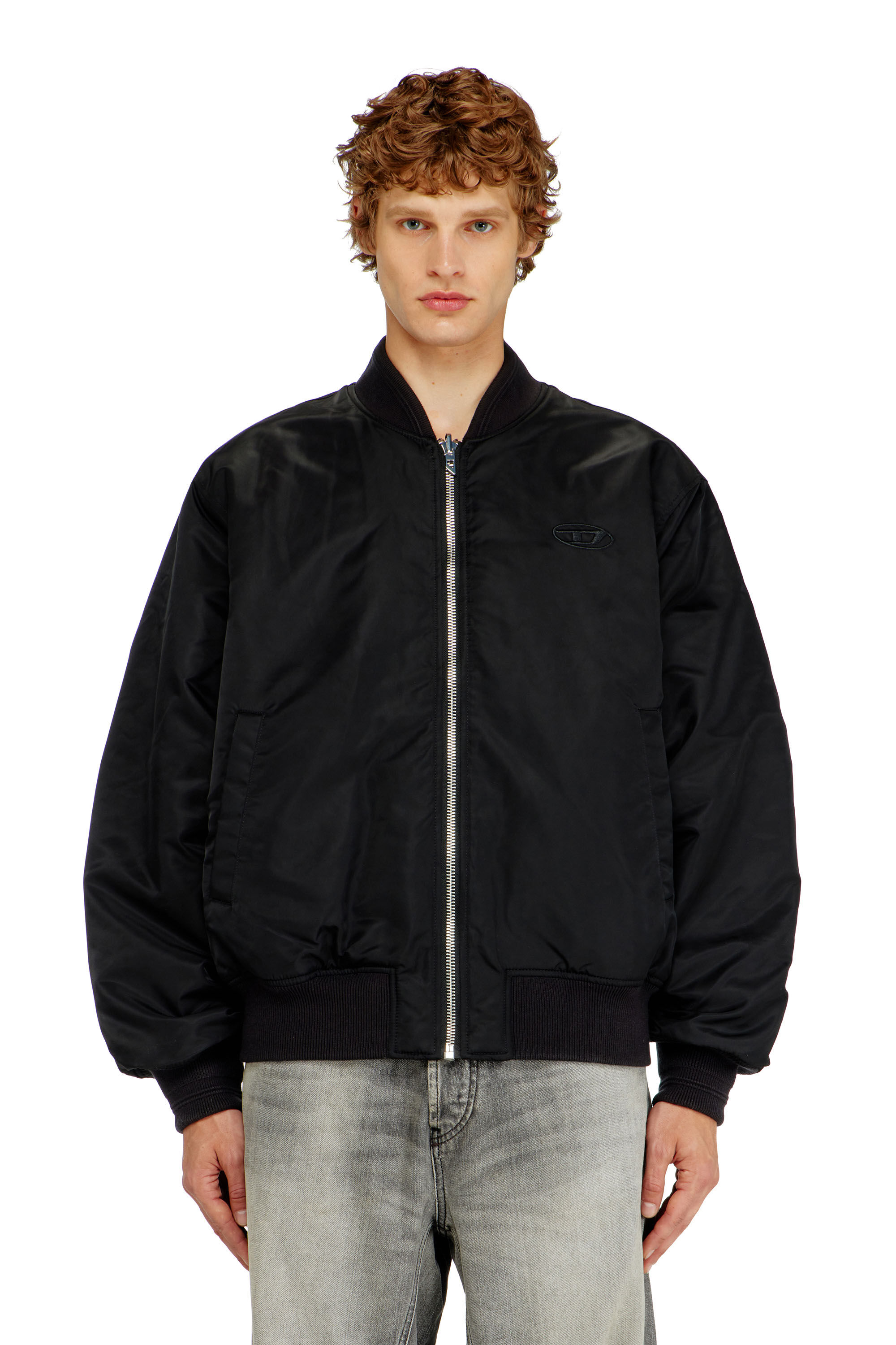 Men's Padded bomber jacket with Oval D embroidery | Black | Diesel GB