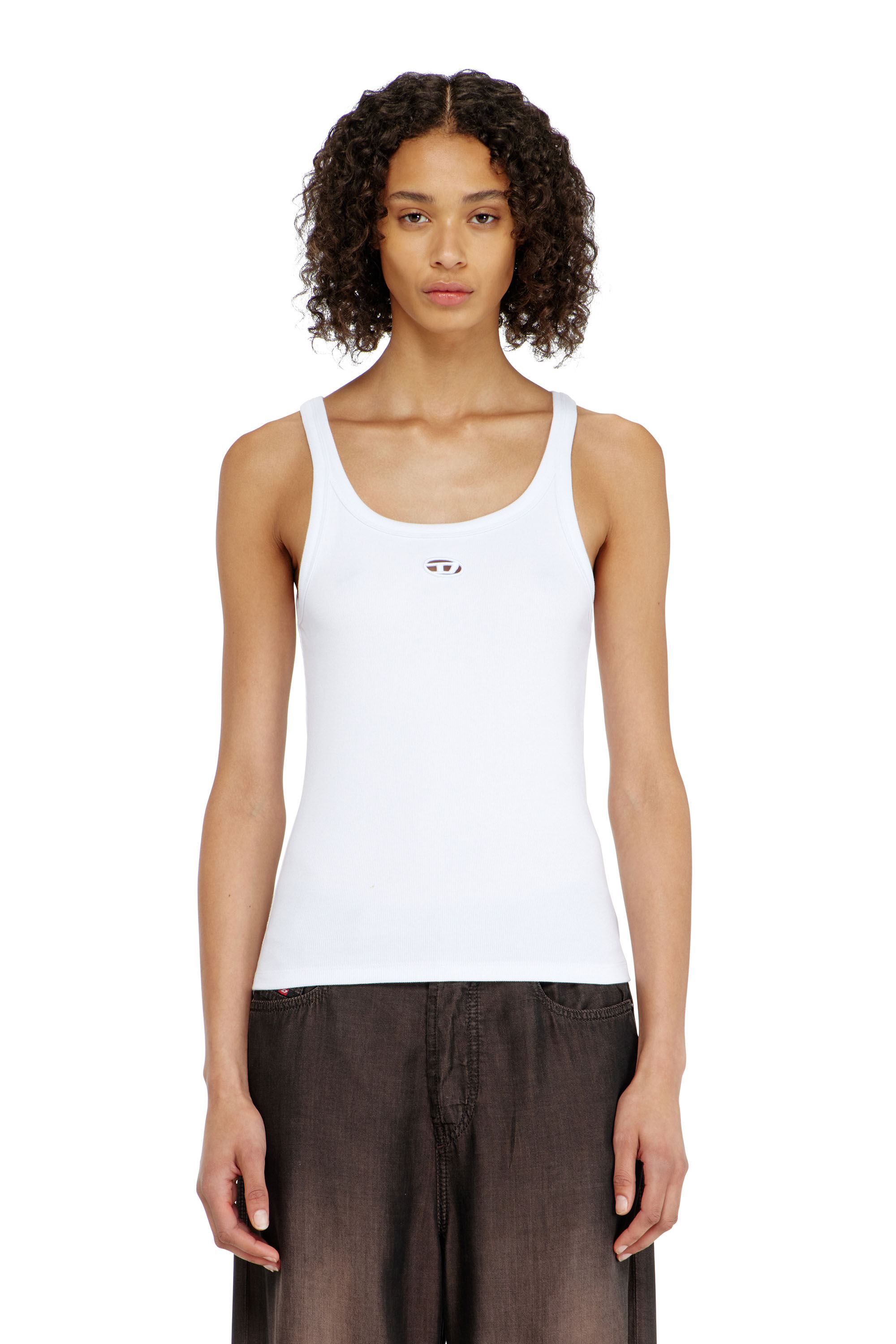 Diesel - T-WIFE-OD, Woman's Slim tank top with laser-cut Oval D in White - 1