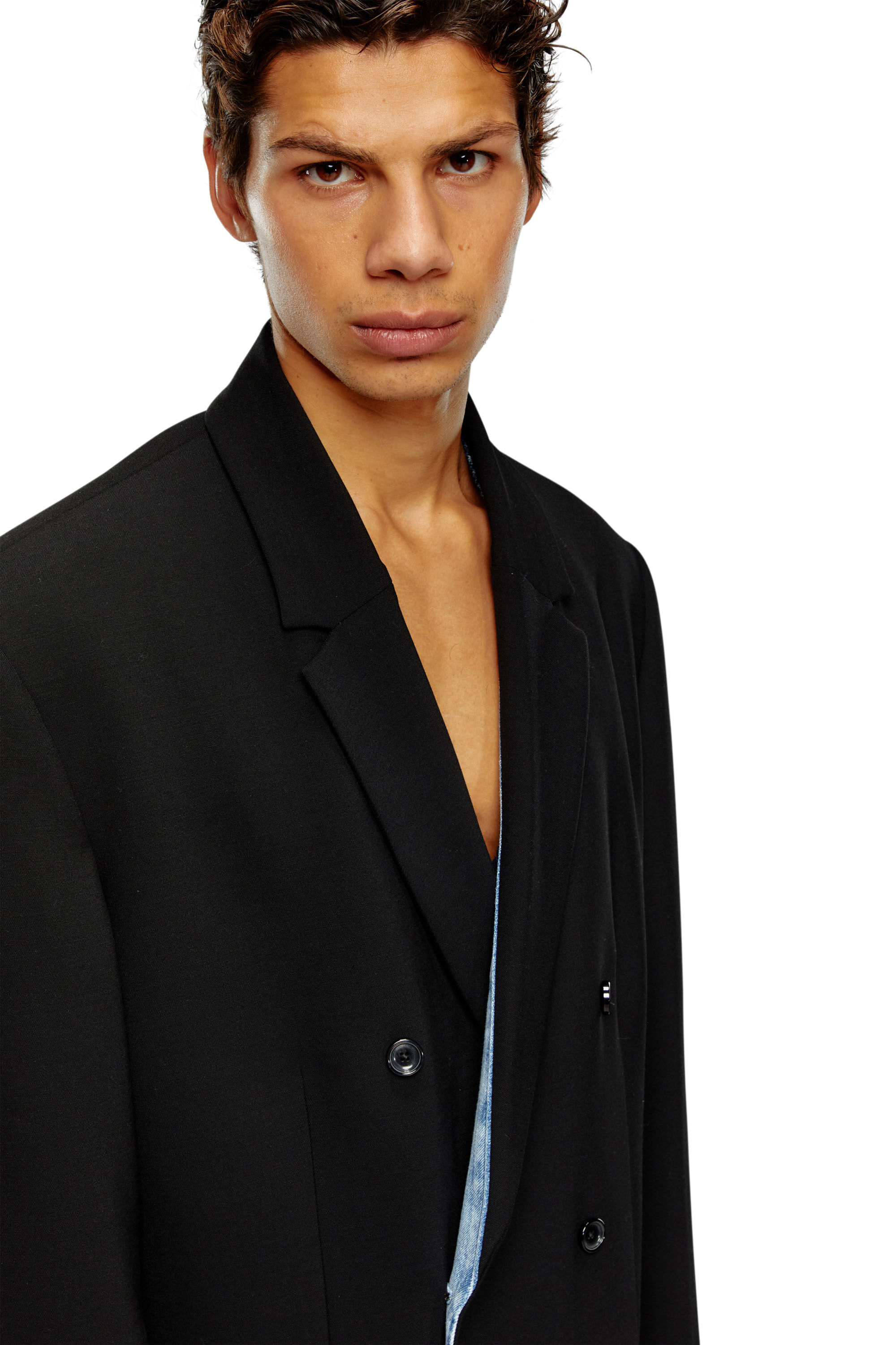 Men's Longline cool wool coat in denim detail | J-RITZ Diesel