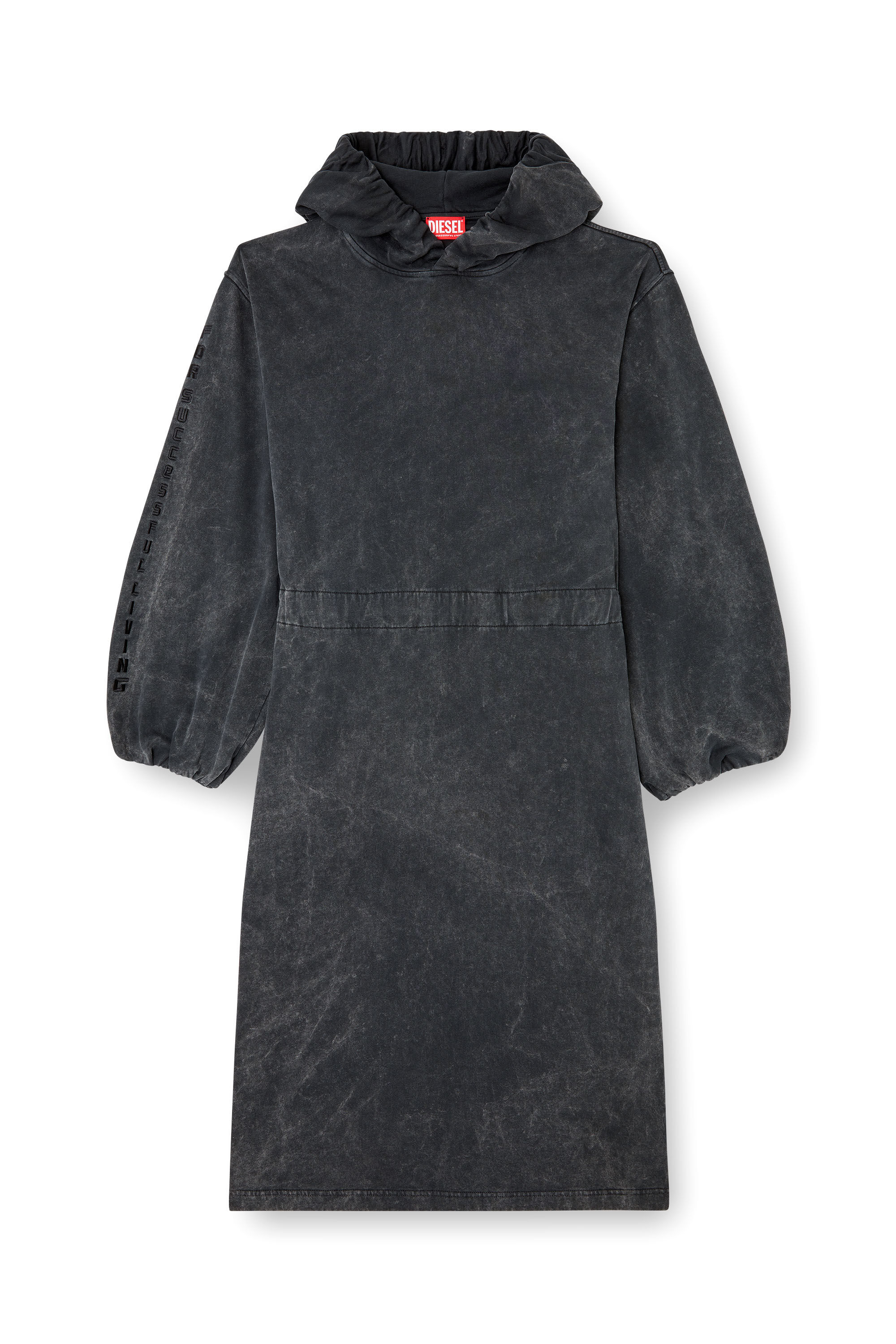 Diesel - D-QUIND, Woman's Balloon-shaped hooded midi dress in Dark grey - 2