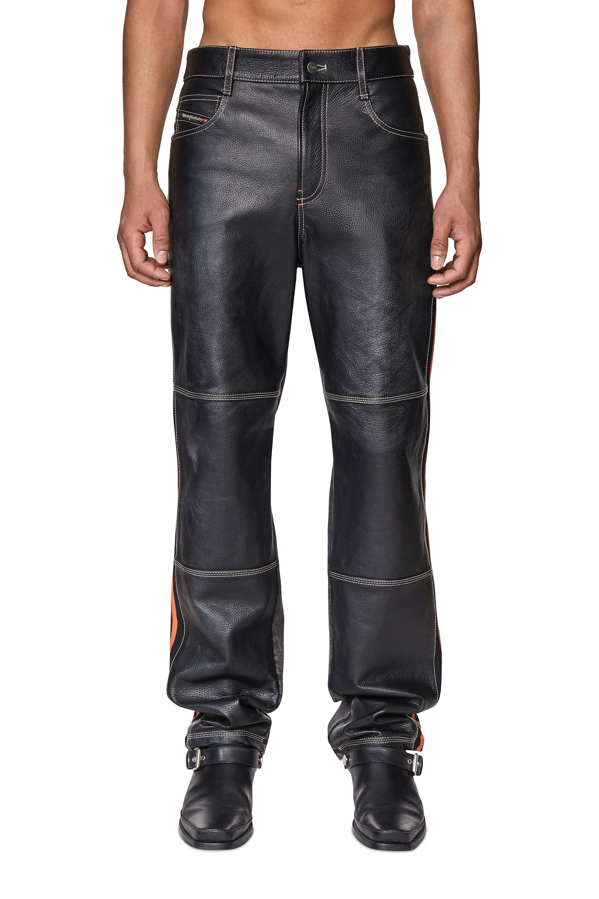 Fashion Show leather and denim pants 
