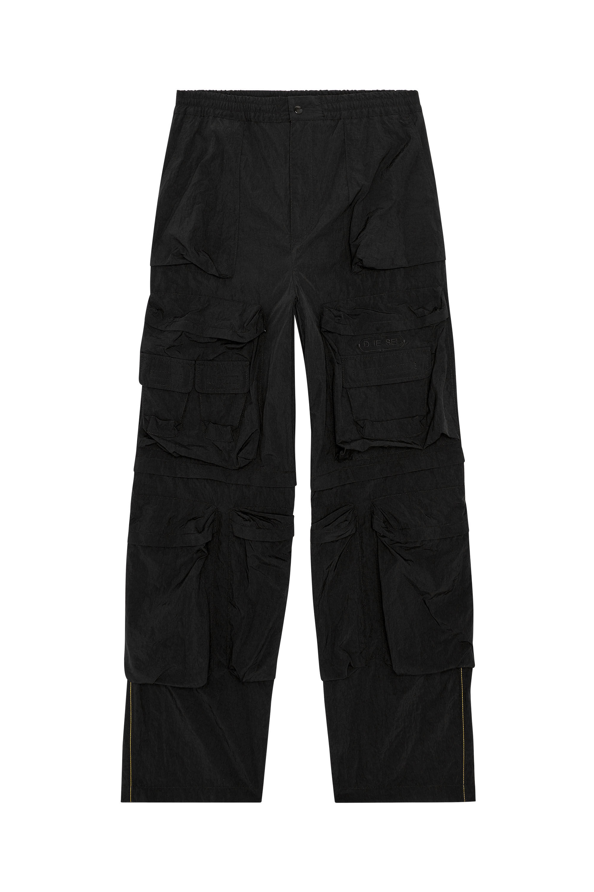 Men's Cargo pants in wrinkled nylon canvas | Black | Diesel
