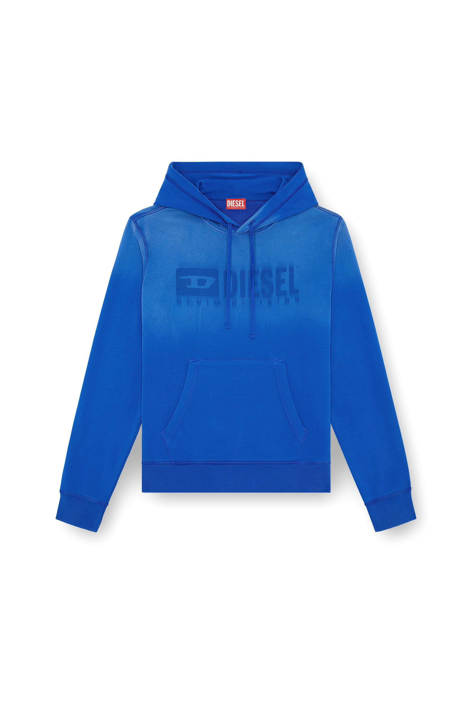 Diesel - S-GINN-HOOD-K44, Man's Faded hoodie with Denim Division logo in Blue - 2