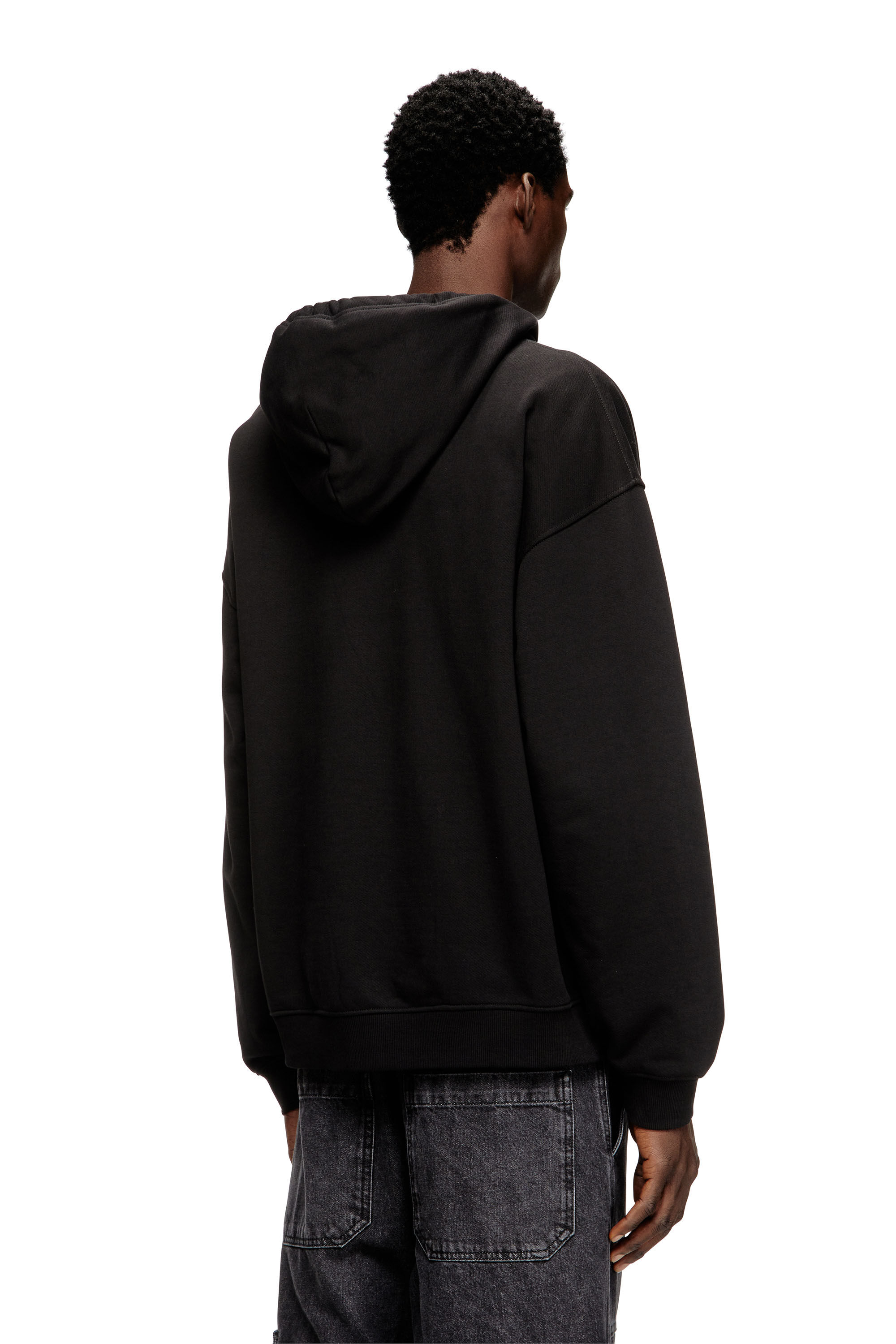 Men's Relaxed fit hoodie with kangaroo pocket | Black | Diesel