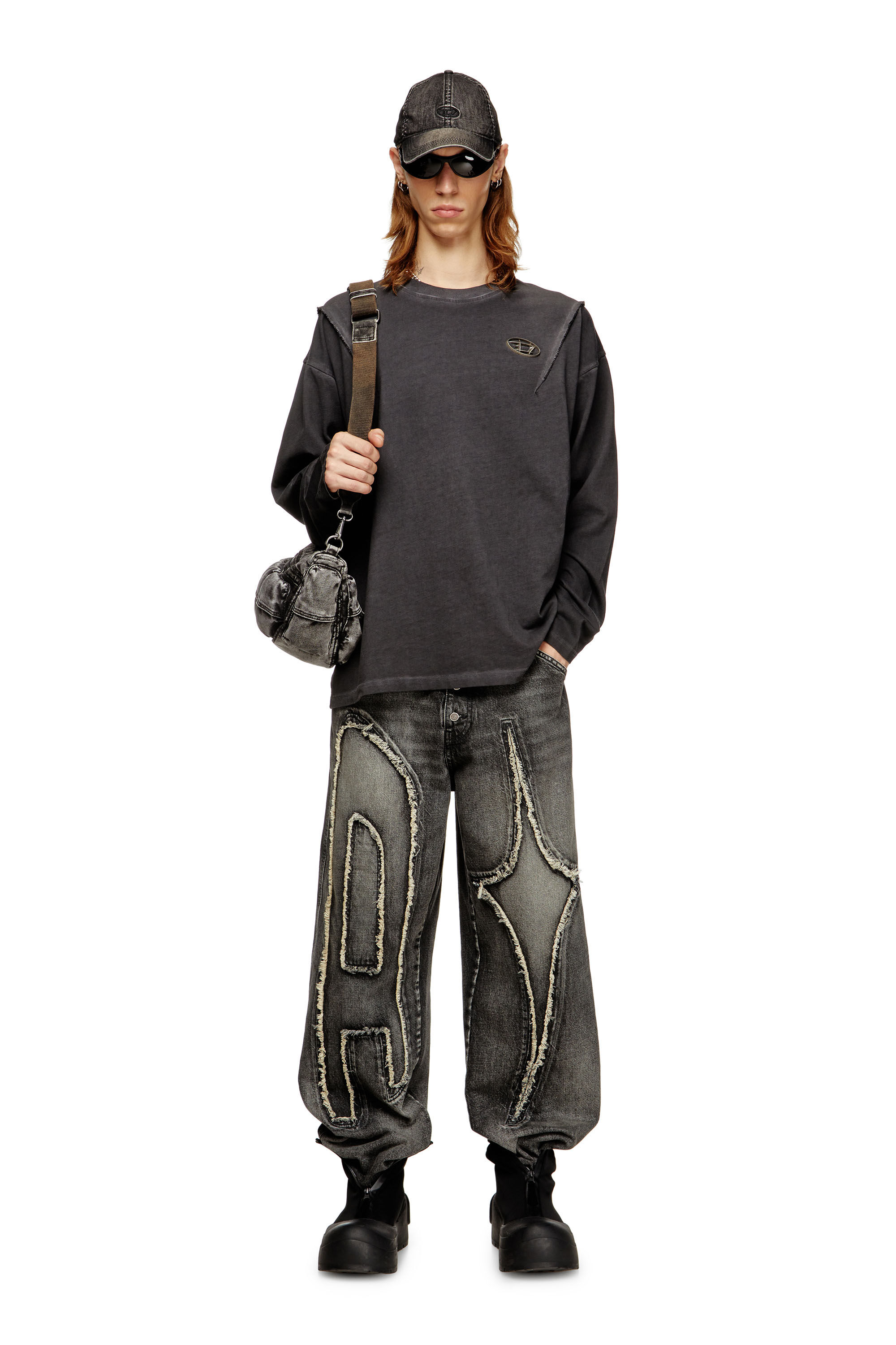 Women's Long-sleeve T-shirt with faded effect | Grey | Diesel