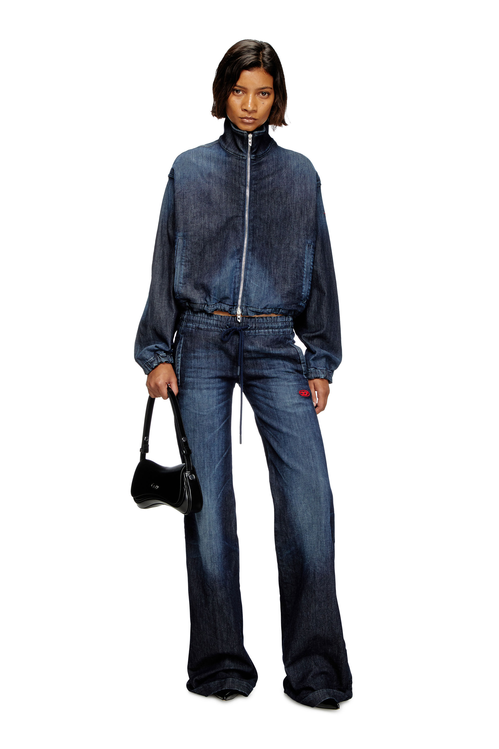 Diesel - DE-SANDERZ JOGG, Woman's High-neck JoggJeans jacket in Dark Blue - 1