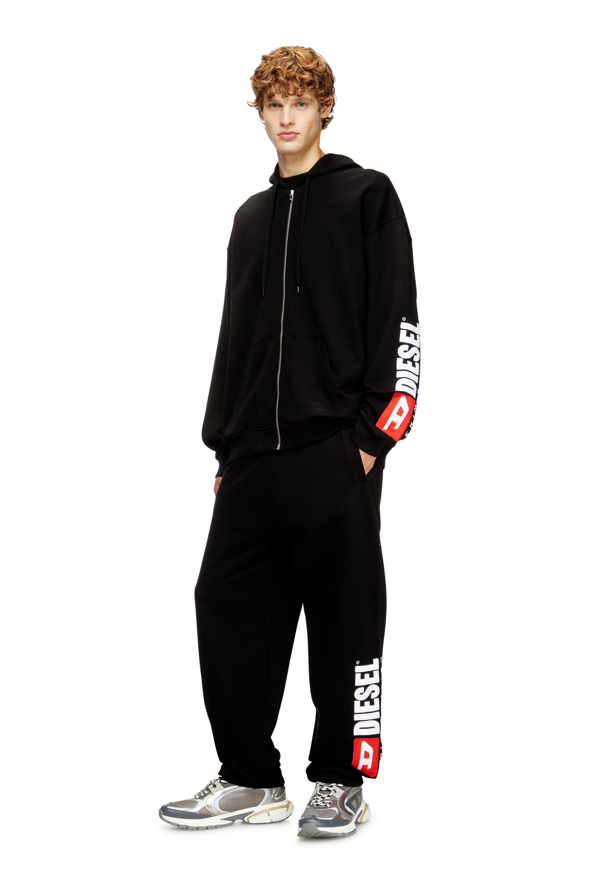 Men's Cotton pants with Diesel patch | Black | Diesel