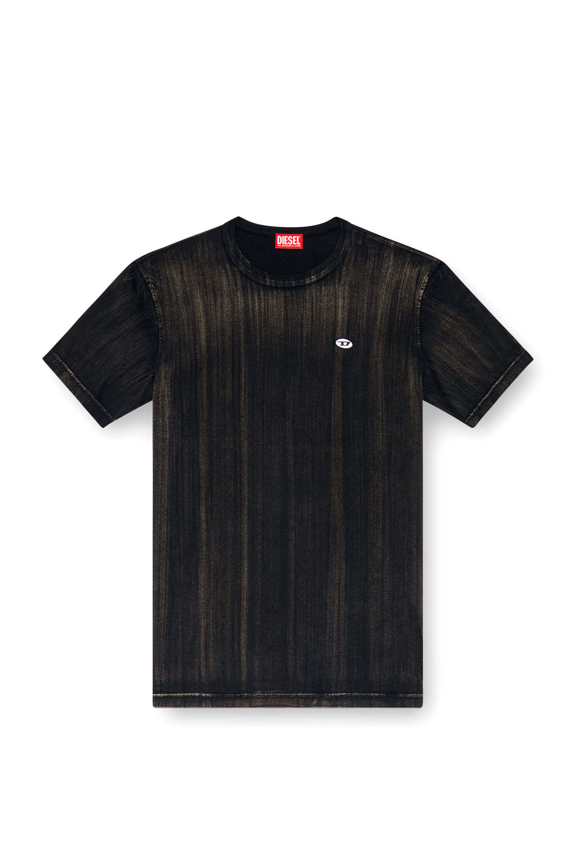 DIESEL◆ T-Adjust-R4 コットン Tシャツ Black Men's T-shirt with brushstroke fading | Black | Diesel