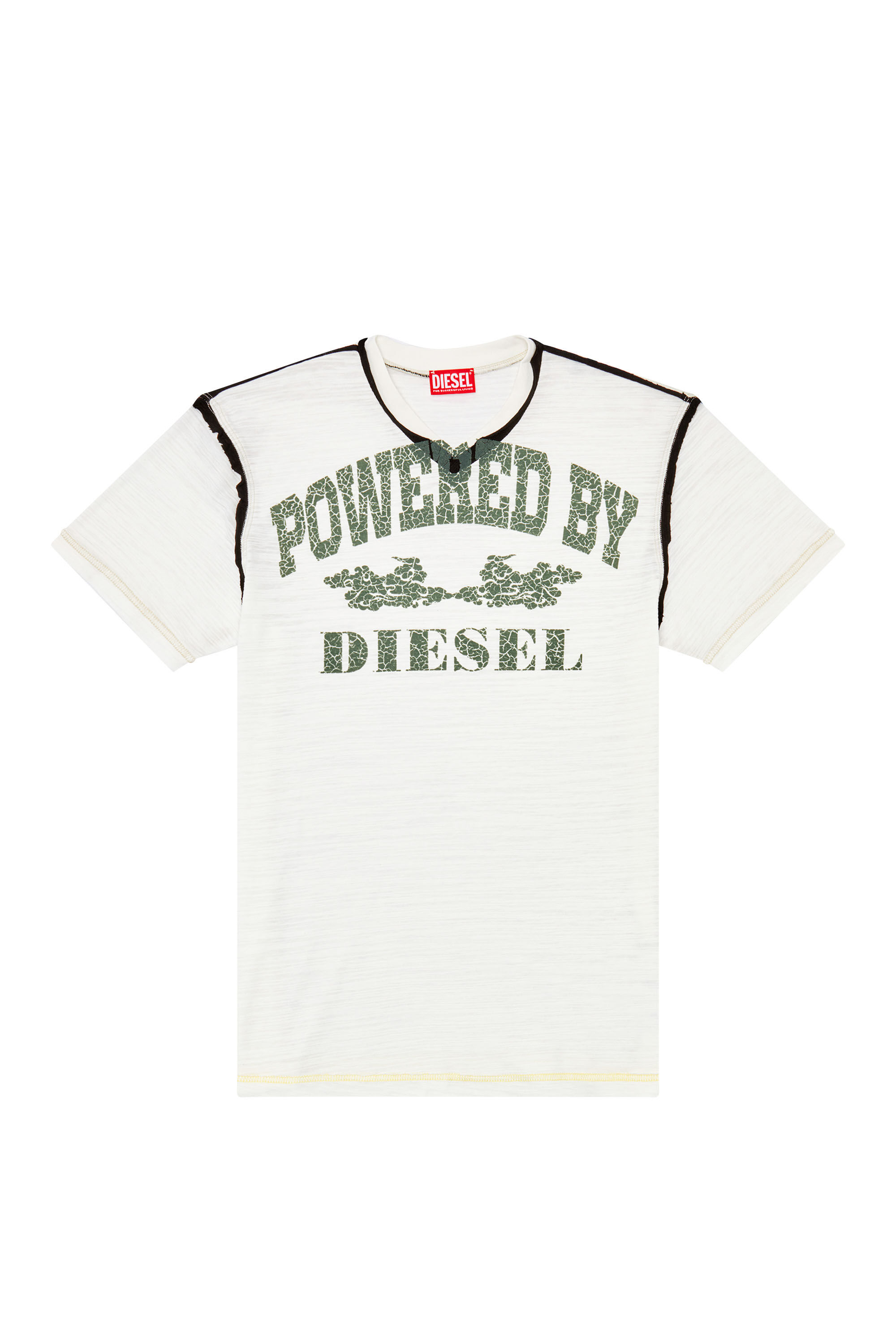 Diesel - T-DIEGOR-V-RAW, Man's V-neck T-shirt in inside-out slub jersey in White - 2