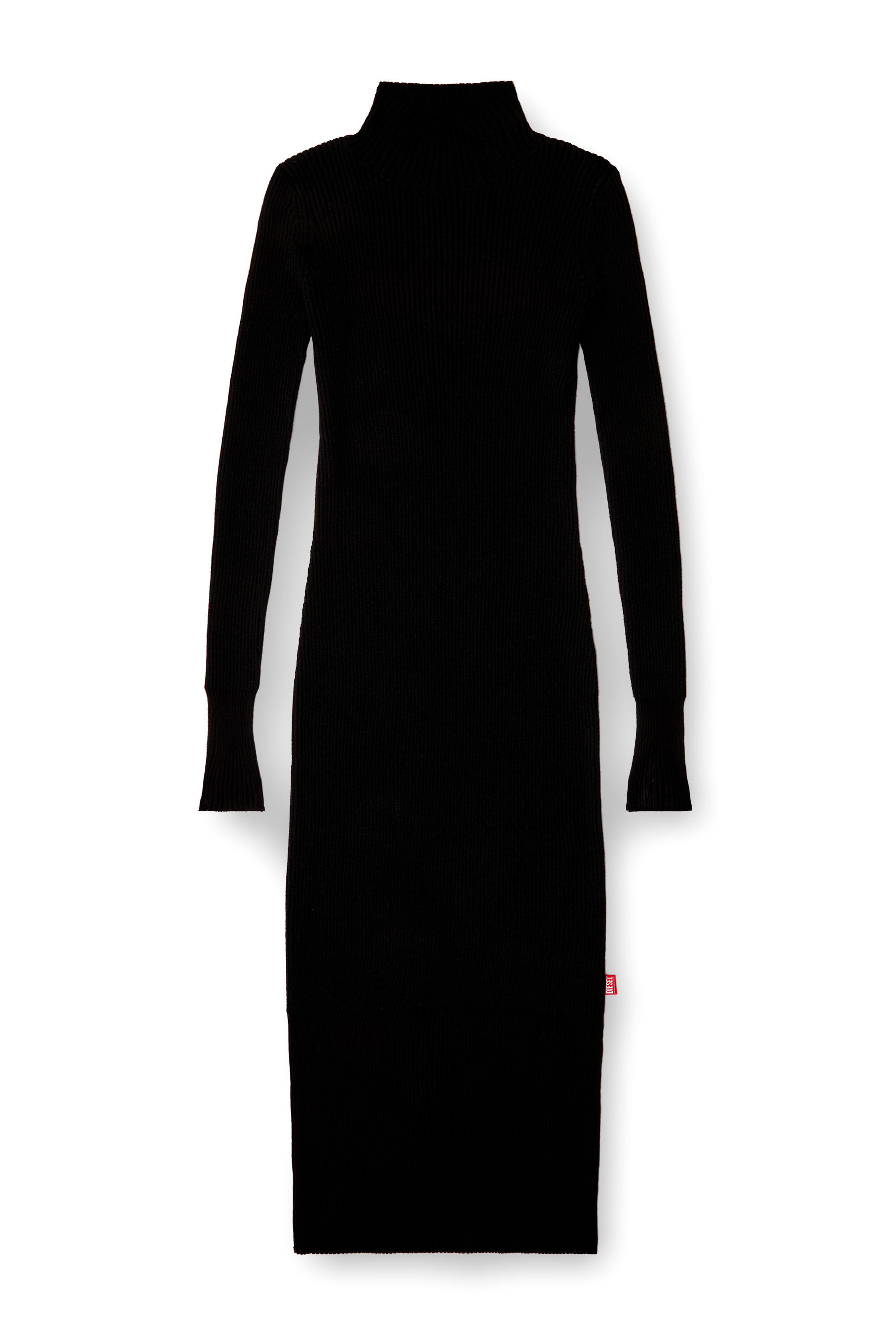 Diesel - M-SLINT, Woman's Rib-knit midi dress with sheer panels in Black - 2