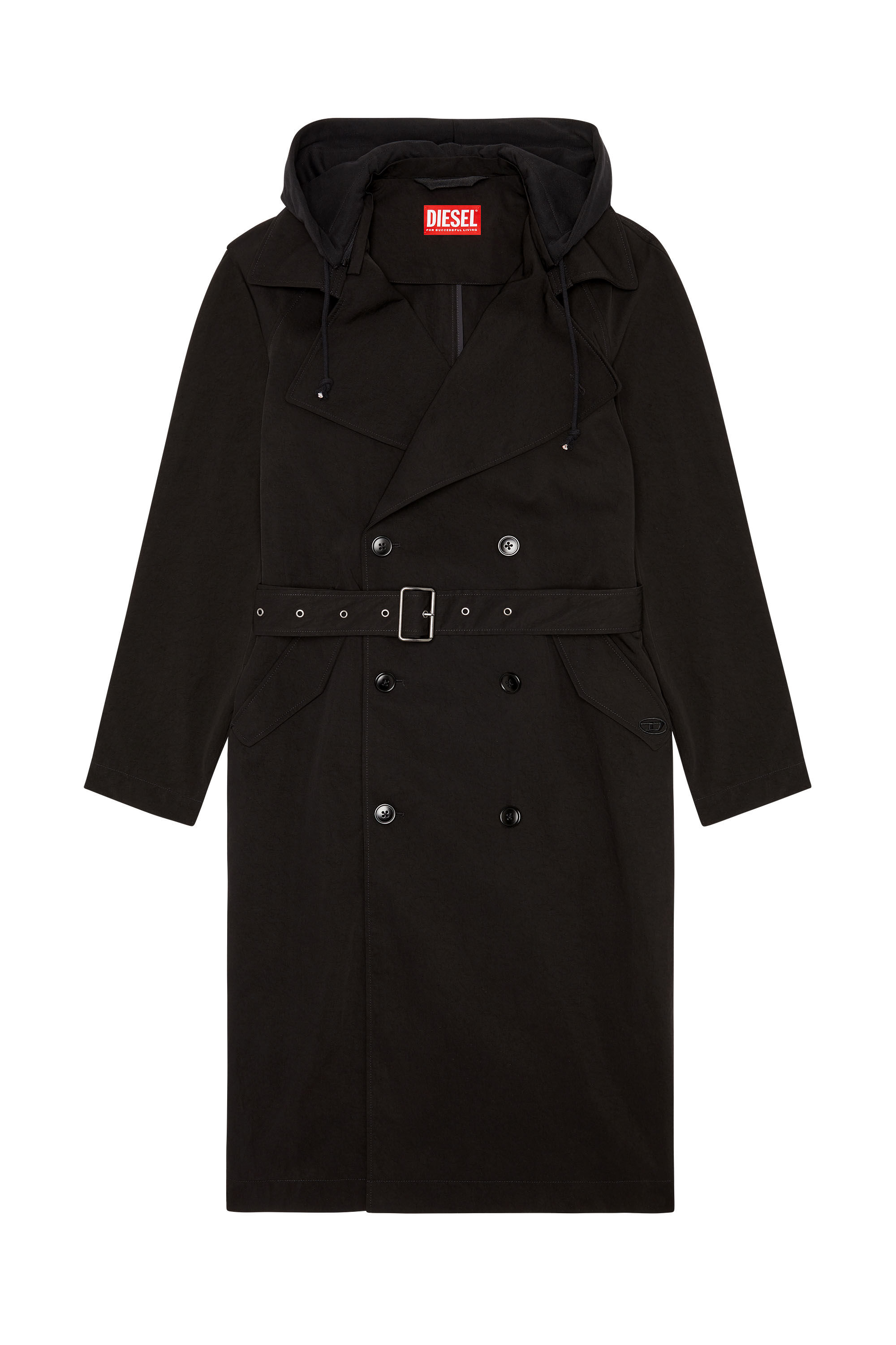 Men s Trench in nylon twill with hood J MATTHEW Diesel