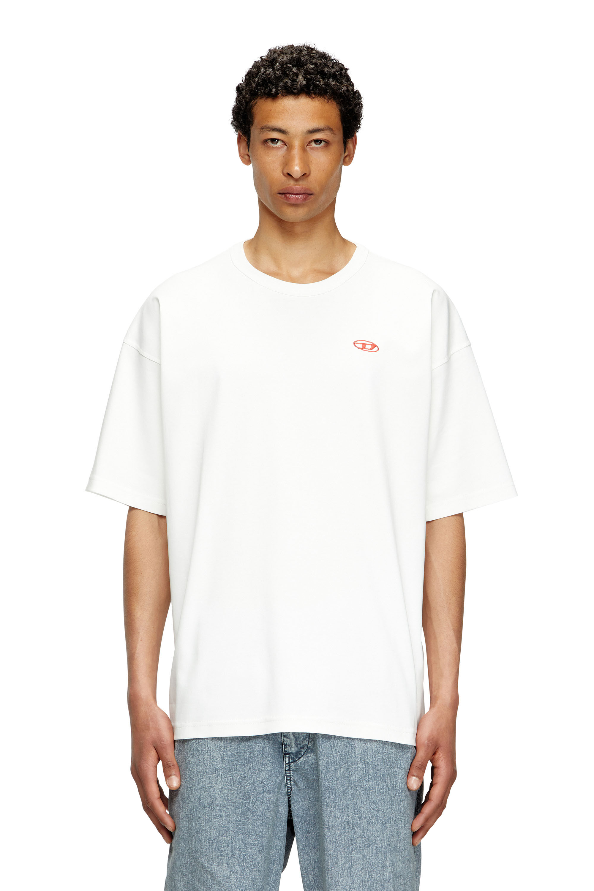 Men's T-shirt with red Oval D | White | Diesel GB