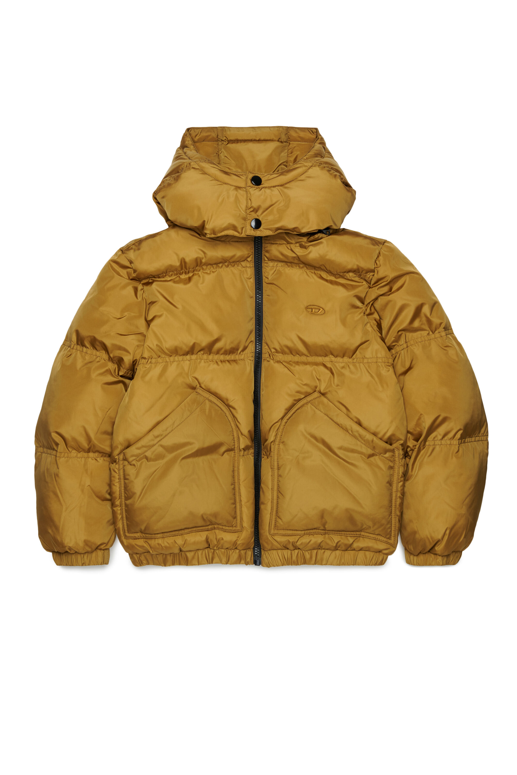Diesel - JRIVON, Unisex's Hooded puffer jacket with oversized pockets in Brown - 1