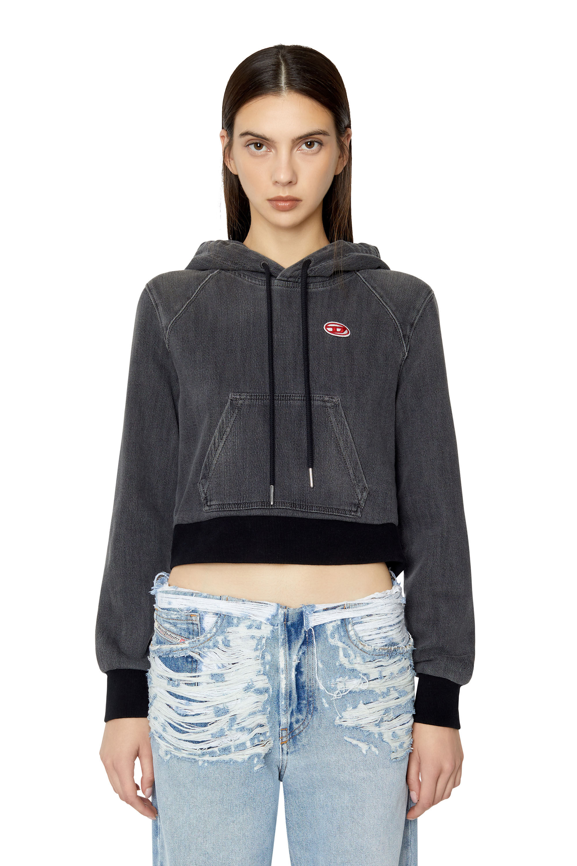 D ANGY HOOD NE Woman Cropped slim fit hoodie Diesel