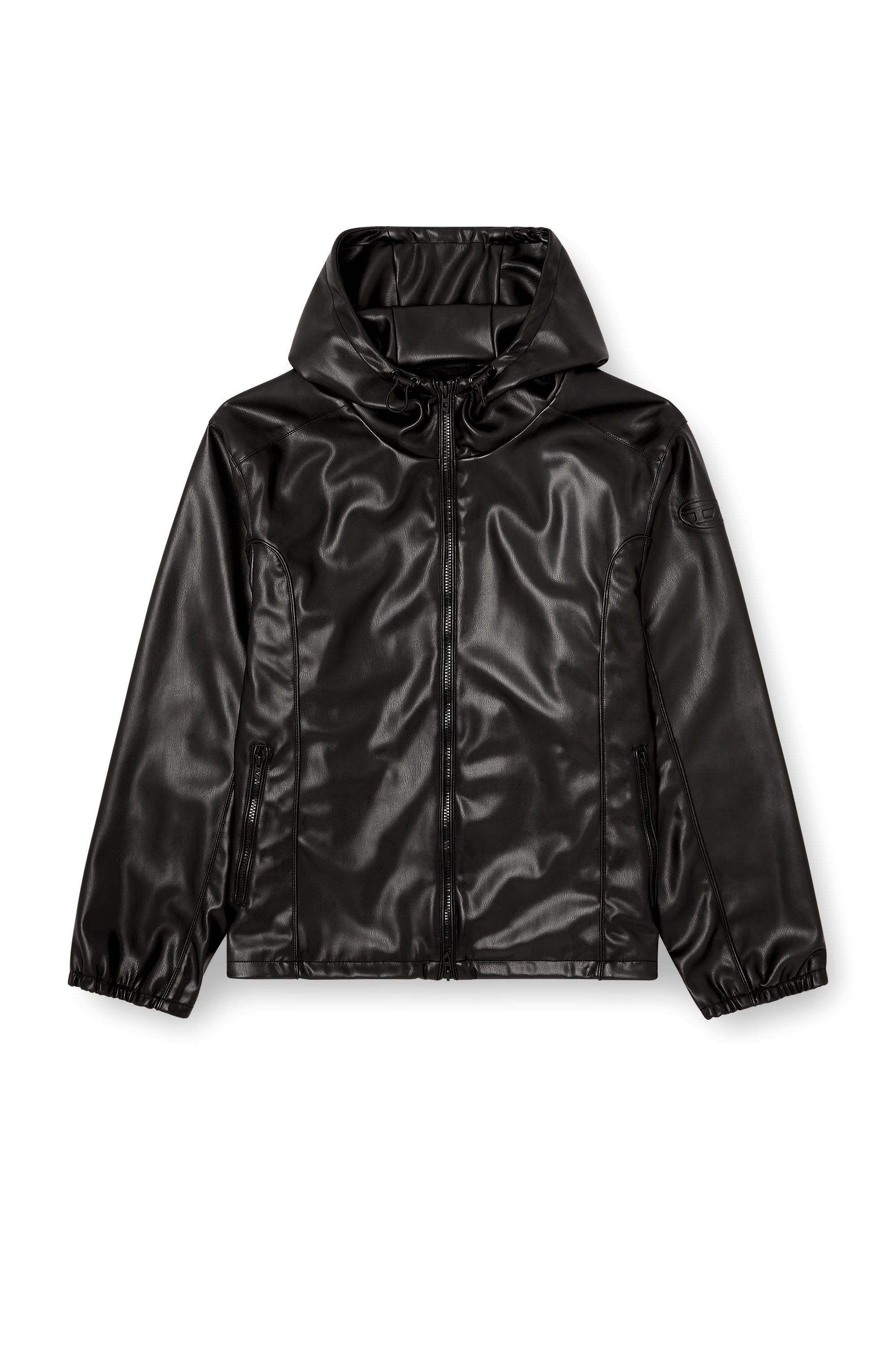 Men's Hooded windbreaker in coated fabric | Black | Diesel